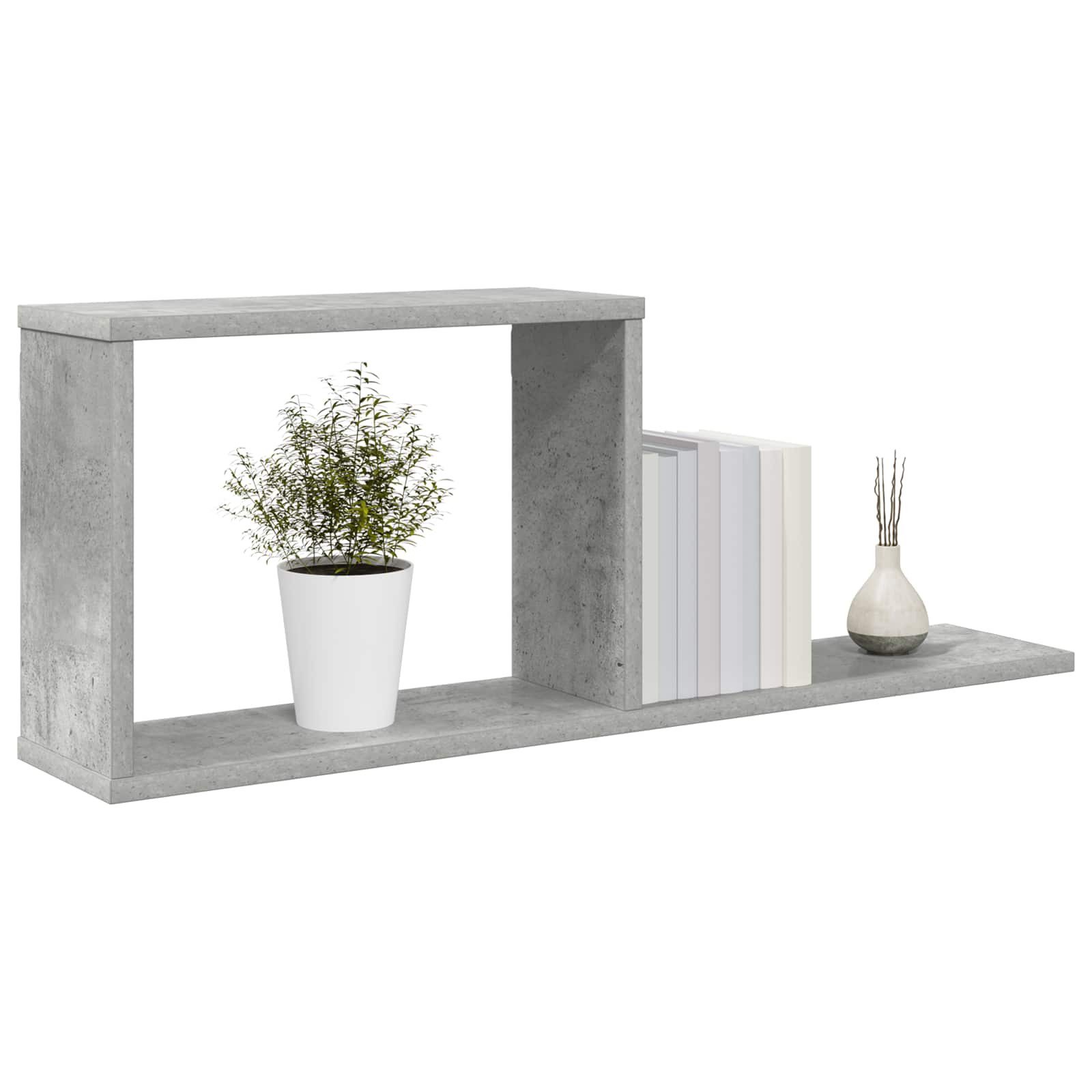 vidaXL Regal Schweberegale Betongrau 80 x 15 x 30 cm Holzwerkstoff, 1-tlg.
