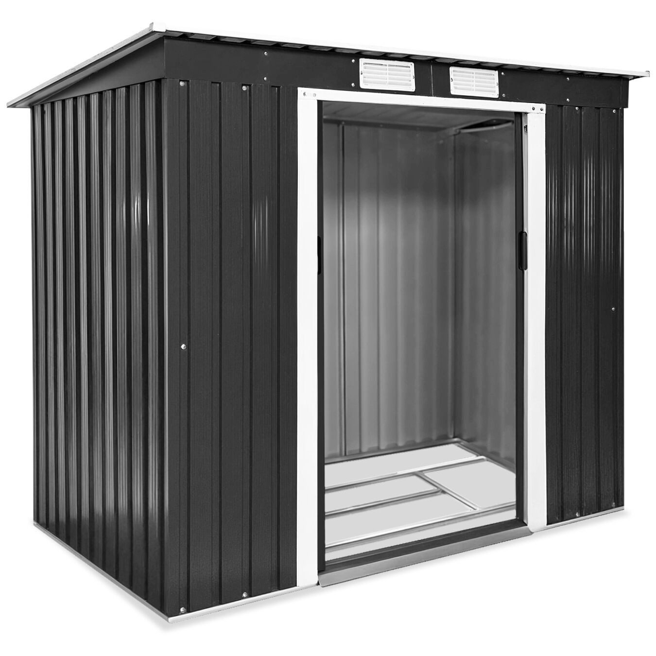 tectake Gartenhaus Geräteschuppen mit Schrägdach, BxT: 130,00x213,00 cm, aus Stahl