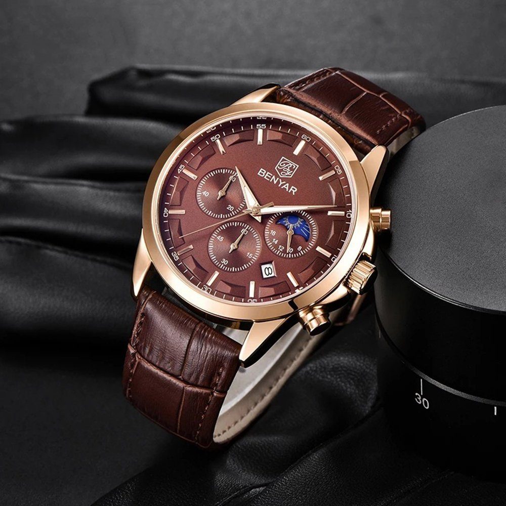 Braun Armbanduhren wasserdicht GelldG Quarz Uhr Business Armbanduhr analog Uhr