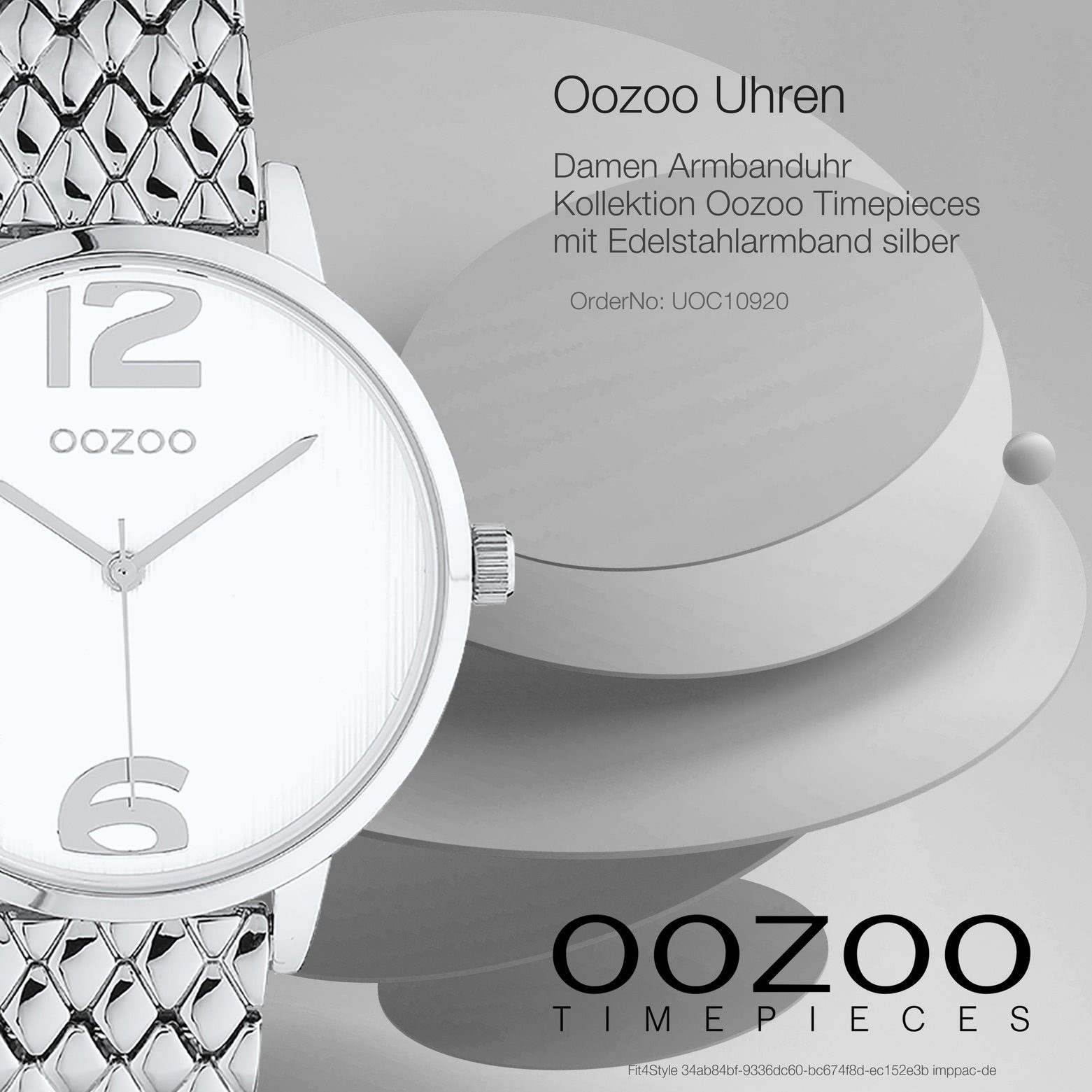 OOZOO Quarzuhr Oozoo Unisex Damen, rund, Edelstahlarmband, Armbanduhr silber Elegant-Style Herrenuhr Analog, (ca. 38mm)