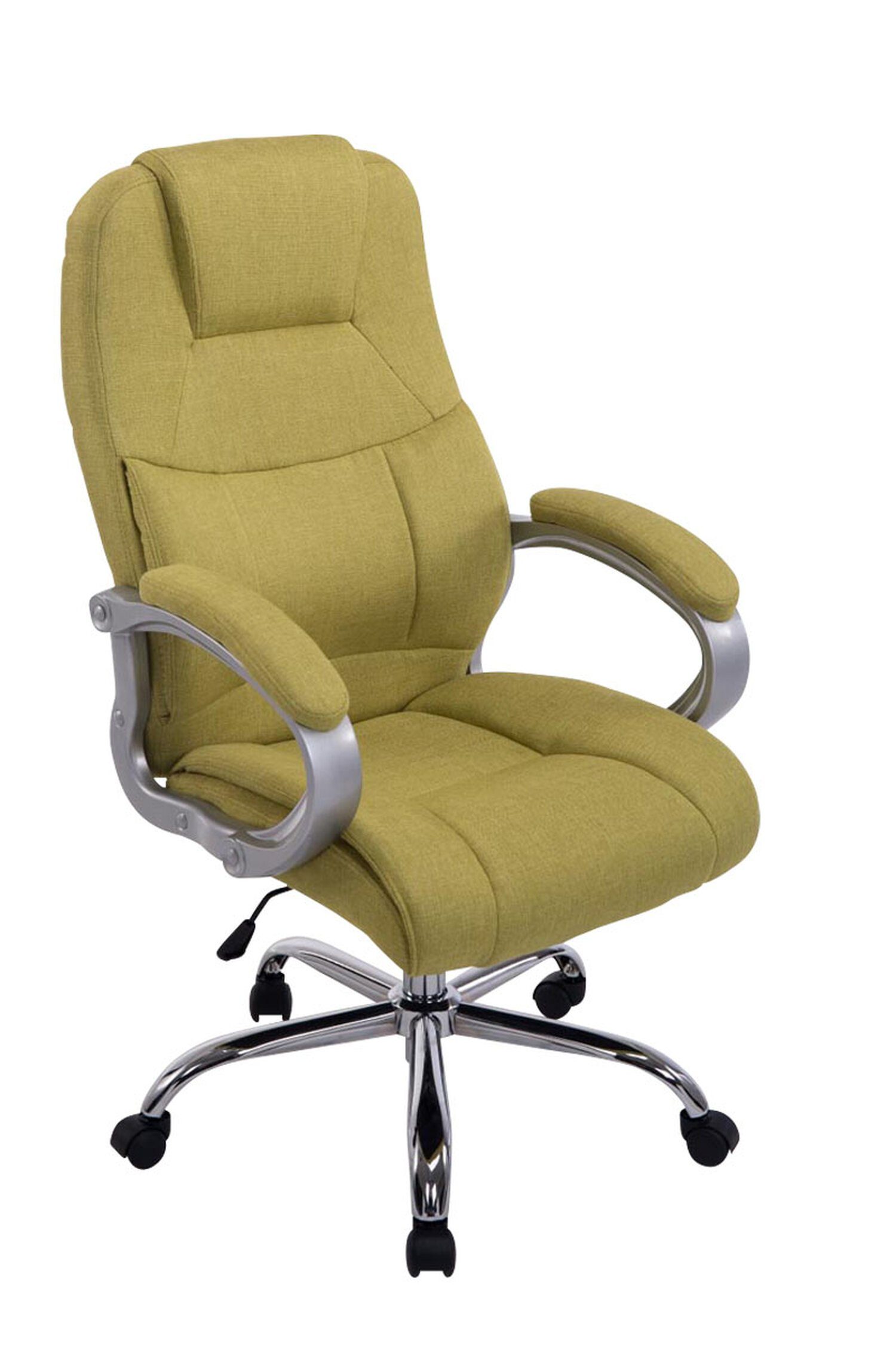 TPFLiving Bürostuhl Apodo mit bequemer Rückenlehne - höhenverstellbar und 360° drehbar (Schreibtischstuhl, Drehstuhl, Chefsessel, Bürostuhl XXL), Gestell: Metall chrom - Sitz: Stoff grün