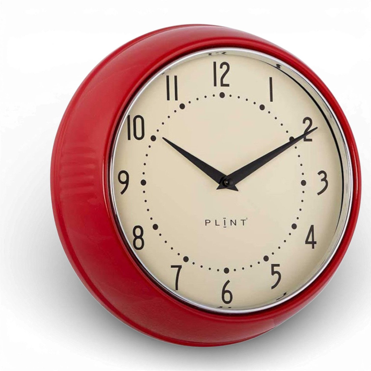 LS-LebenStil Wanduhr Nostalgische Metall Küchenuhr 23cm Rot Vintage Bürouhr Quarzwerk (Lautlos Leise ohne Ticken - Schlafzimmer Flur Büro Küche Wohnzimmer)