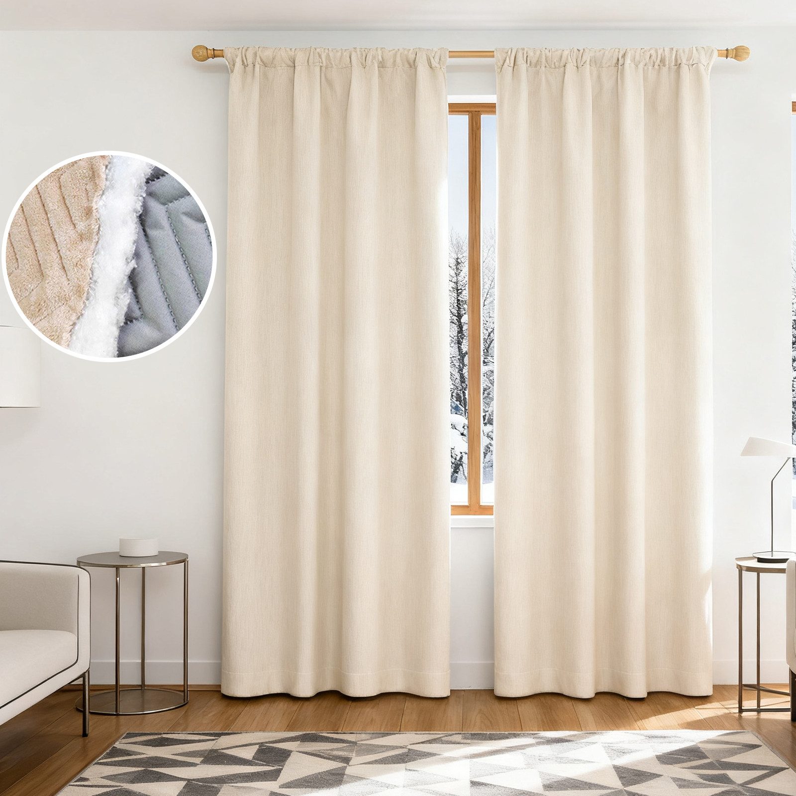 BTTO V&G Scheibengardine VerdunkelungVorhang Gesteppter Plüschiger Schleifen Türvorhang,Ösen, Blickdicht Scheibengardine Hitzebeständig,Kältebeständig Heimtextilien