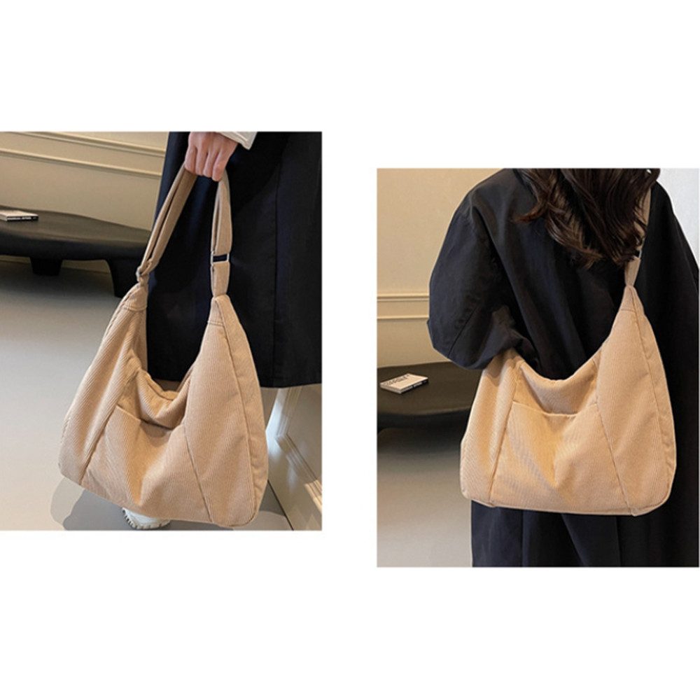 Cachito Umhängetasche Damen Groß Cord Tasche Shopper Crossbody Schultertasche Henkeltasche, Hobo Handtasche für Uni Arbeit Mädchen Schule – Bild 3 von 5