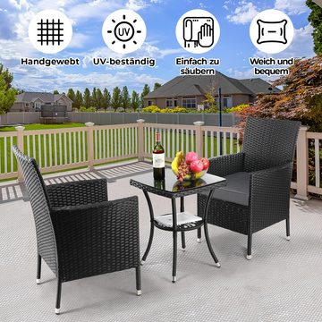 TLGREEN Balkonset, Gartenmöbel Set 3-tlg,Polyrattan Lounge Set,Balkon Lounge Set