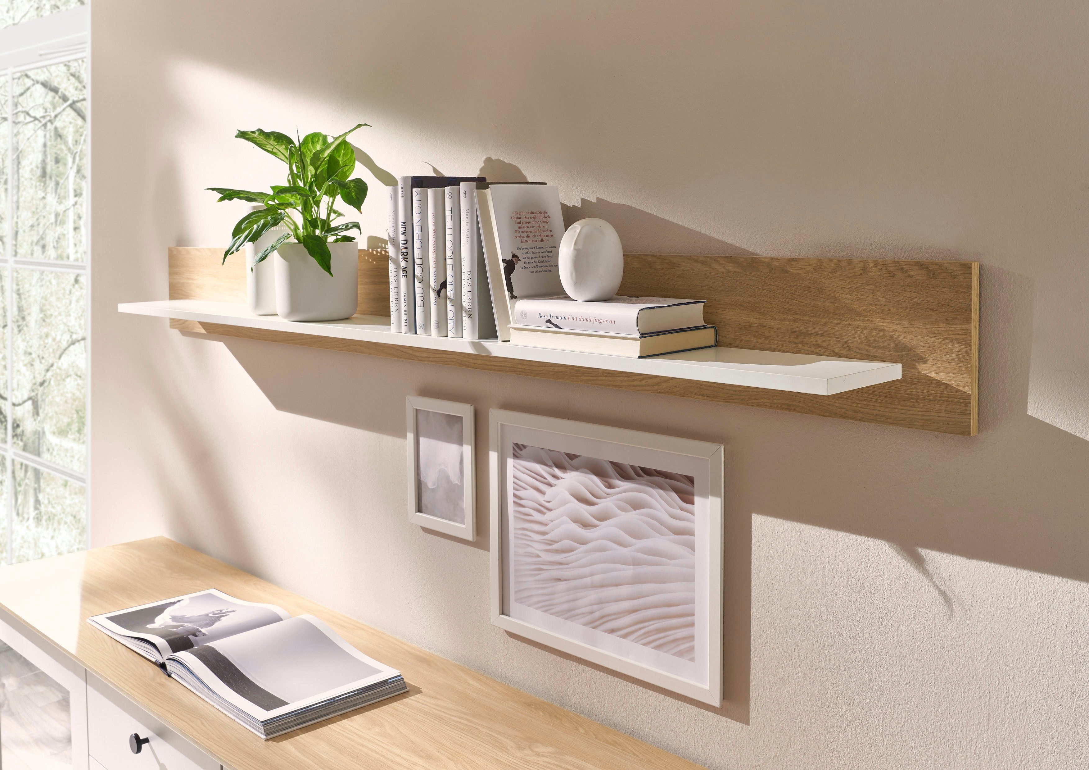 OTTO home Wandboard Brest, Wandregal im Landhausstil, Hängeregal mit Ablagefläche, vielseitig einsetzbar, zeitlos, 180 cm breit