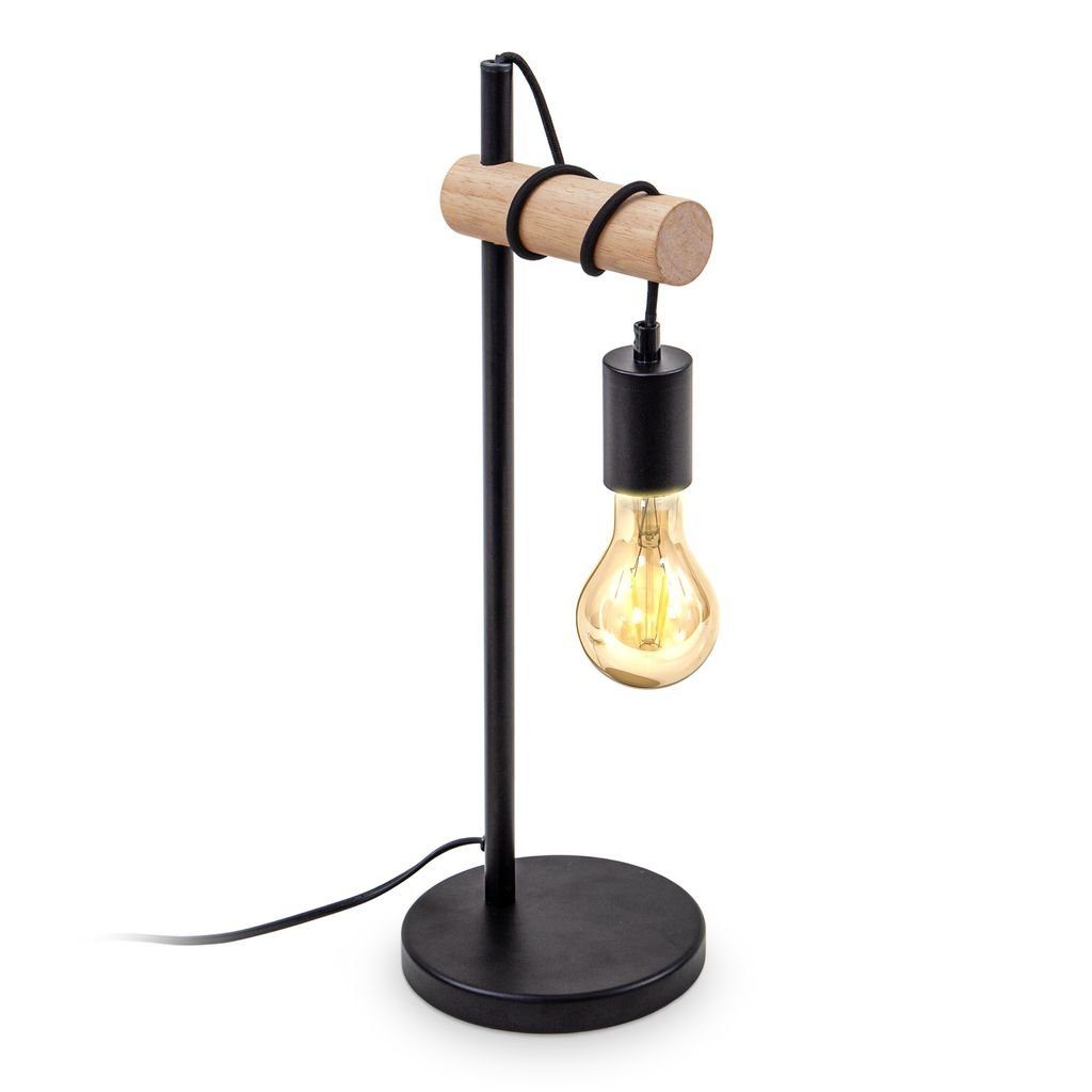 B.K.Licht Tischleuchte Nachttischlampe Vintage E27 Holz günstig online kaufen