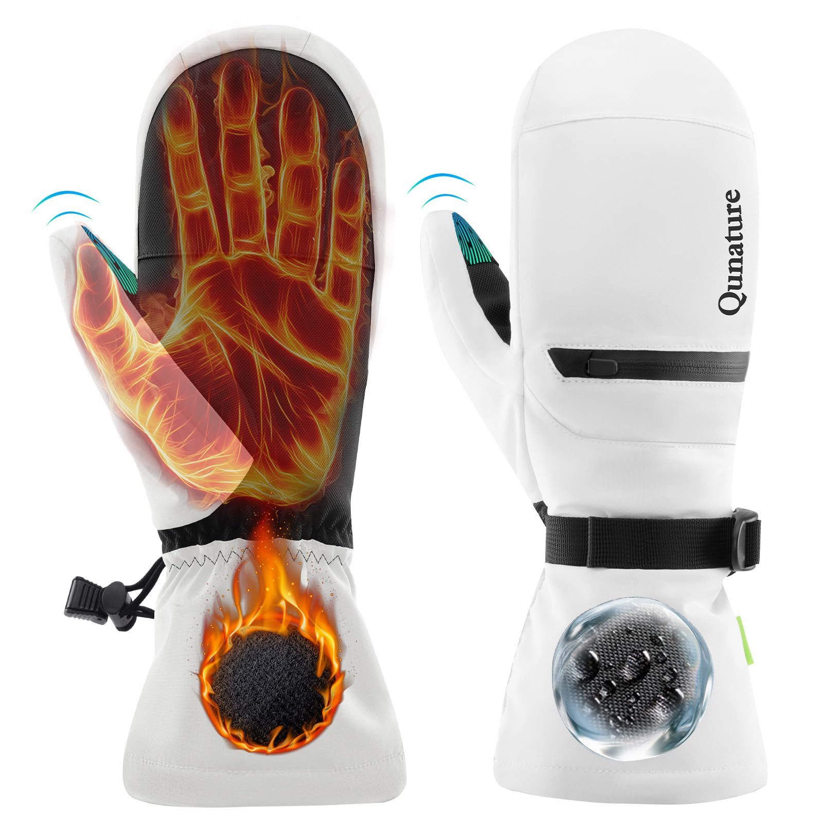 ROCKBROS Skihandschuhe Wasserdicht, Vollfingerhandschuhe, wärmend, mit Touchscreen-Funktion Touch screen function