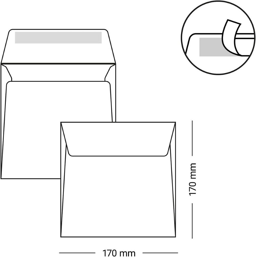 Thumbnail - Briefumschläge24Plus Briefumschlag 50 St. 17 x 17 cm Briefumschläge Quadratisch Hafttklebend Weiß, 170 x 170 mm Briefums...