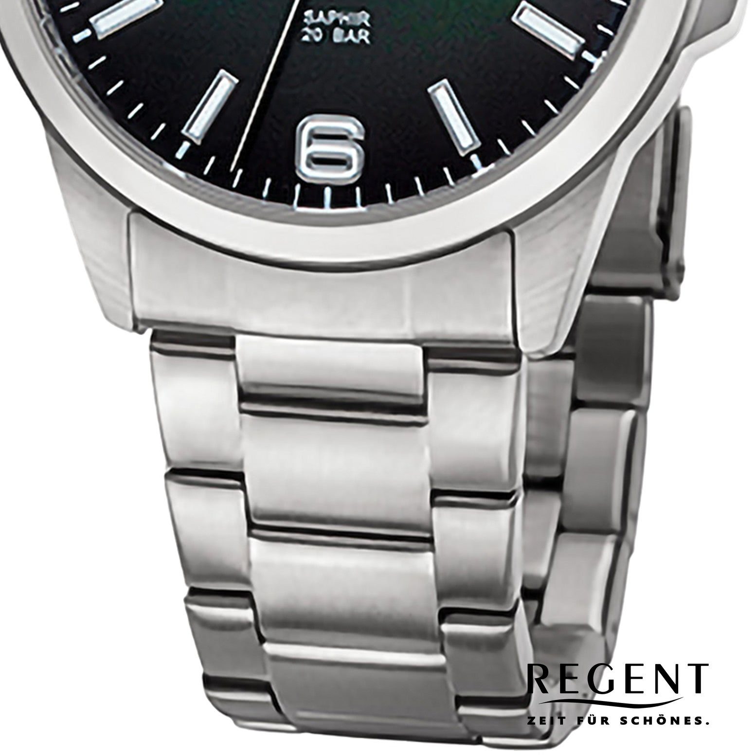 Regent Quarzuhr Regent Herren Armbanduhr Analog, (Analoguhr), Herren Armbanduhr rund, extra groß (ca. 39mm), Metallarmband