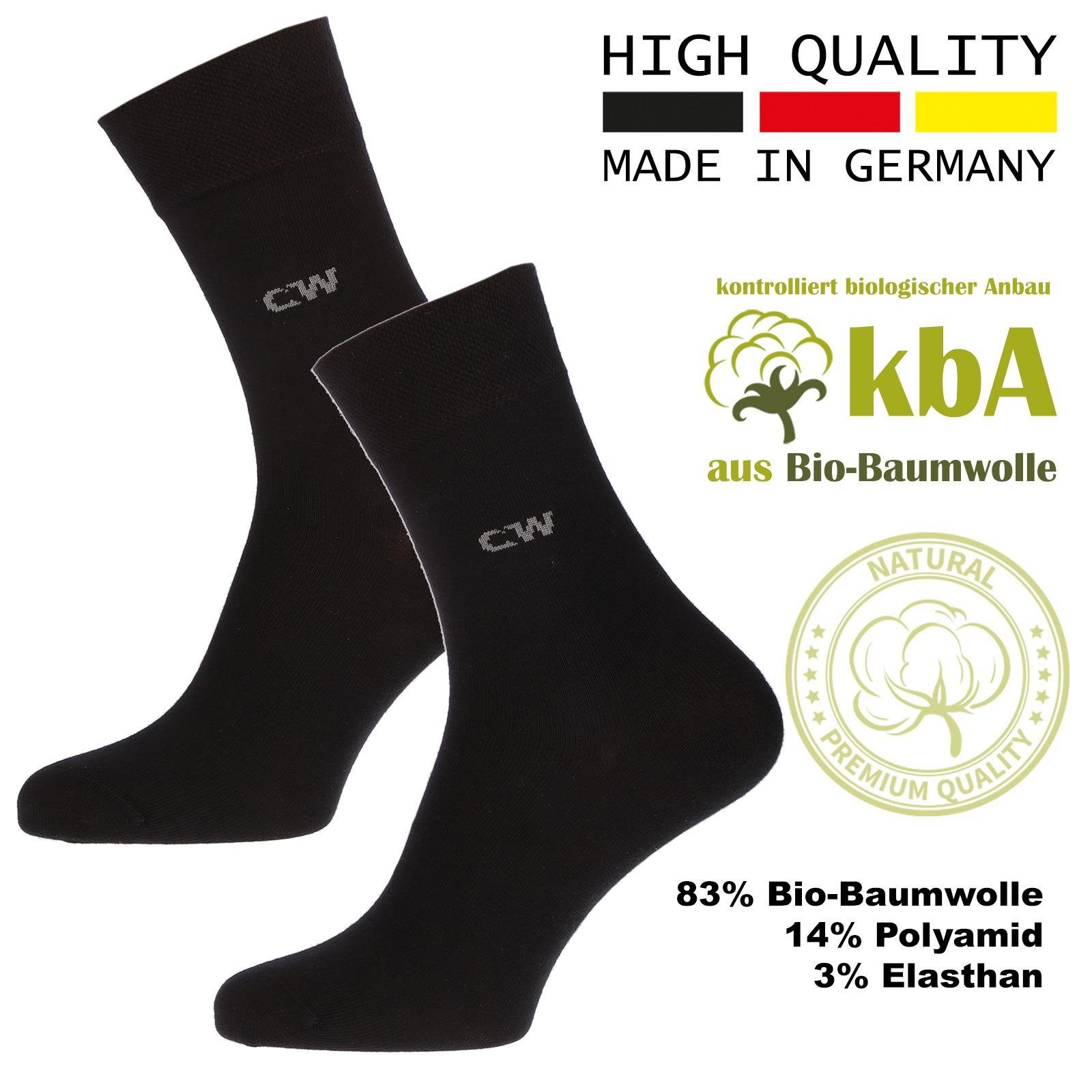 Christian Wippermann Businesssocken Herren Business Socken Herrensocken Schwarz Biobaumwolle Made in Germa (Karton, 1-Paar) mit eingesticktem Logo