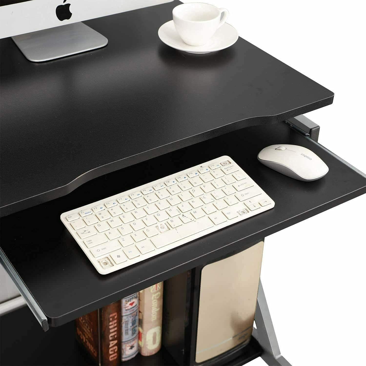 Dripex Computertisch Schreibtisch klein mit Rollen 4 Tastaturauszug in mit Z-förmige