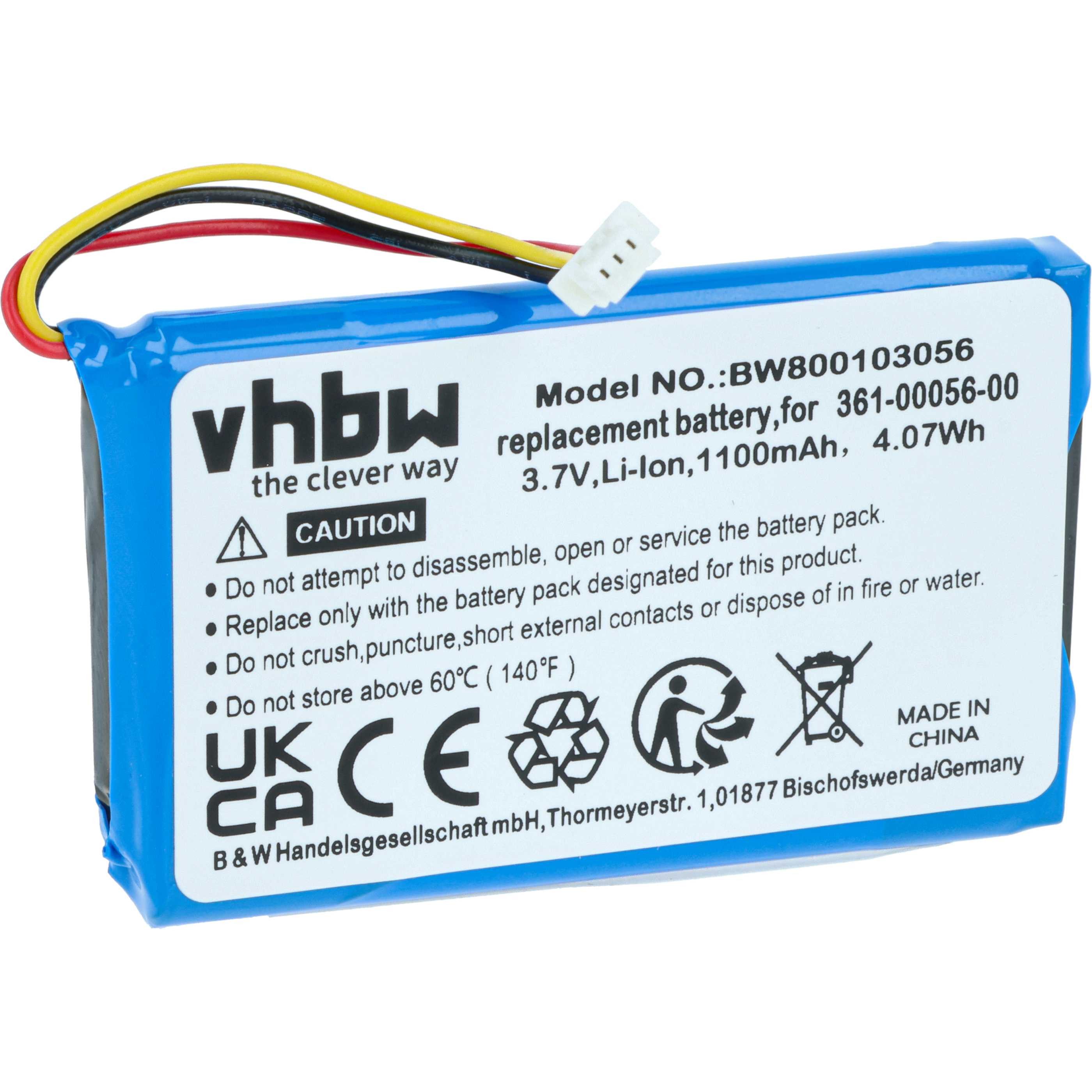 vhbw Akku passend für Garmin DriveSmart 5, 65, 61 LMT-S, 51 LMT-D EU, 50 Akku Akku Li-Ion 1100 mAh (3,7 V, 1 St), Leistungsfähiger Austausch-Akku für Navigationsgerät, Wiederaufladbar