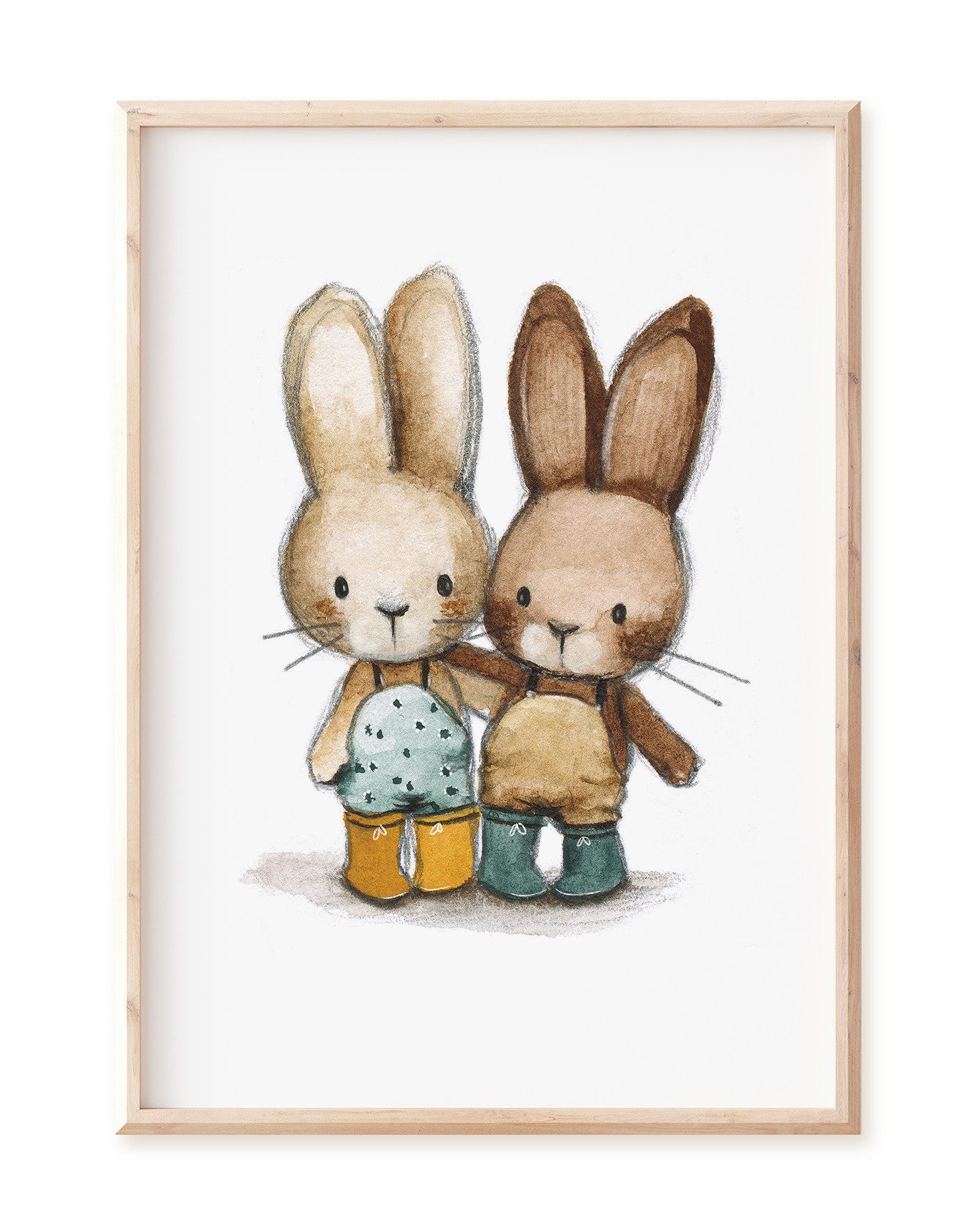 Poster Kinderposter "Hasenfreunde", Kinderzimmerposter, Kinderbild