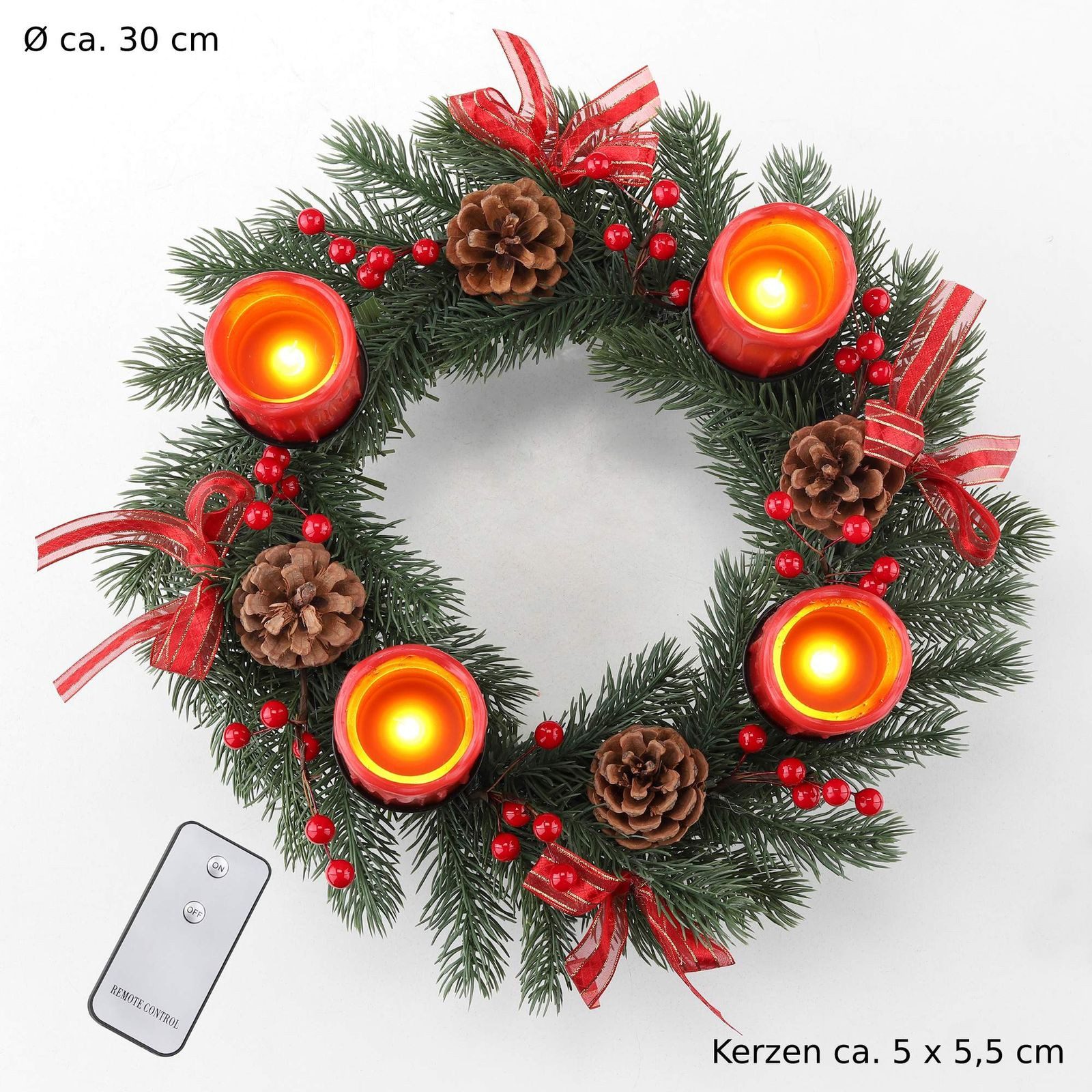 Gravidus Adventskranz Adventskranz mit LED Echtwachskerzen Deko – Bild 2 von 5