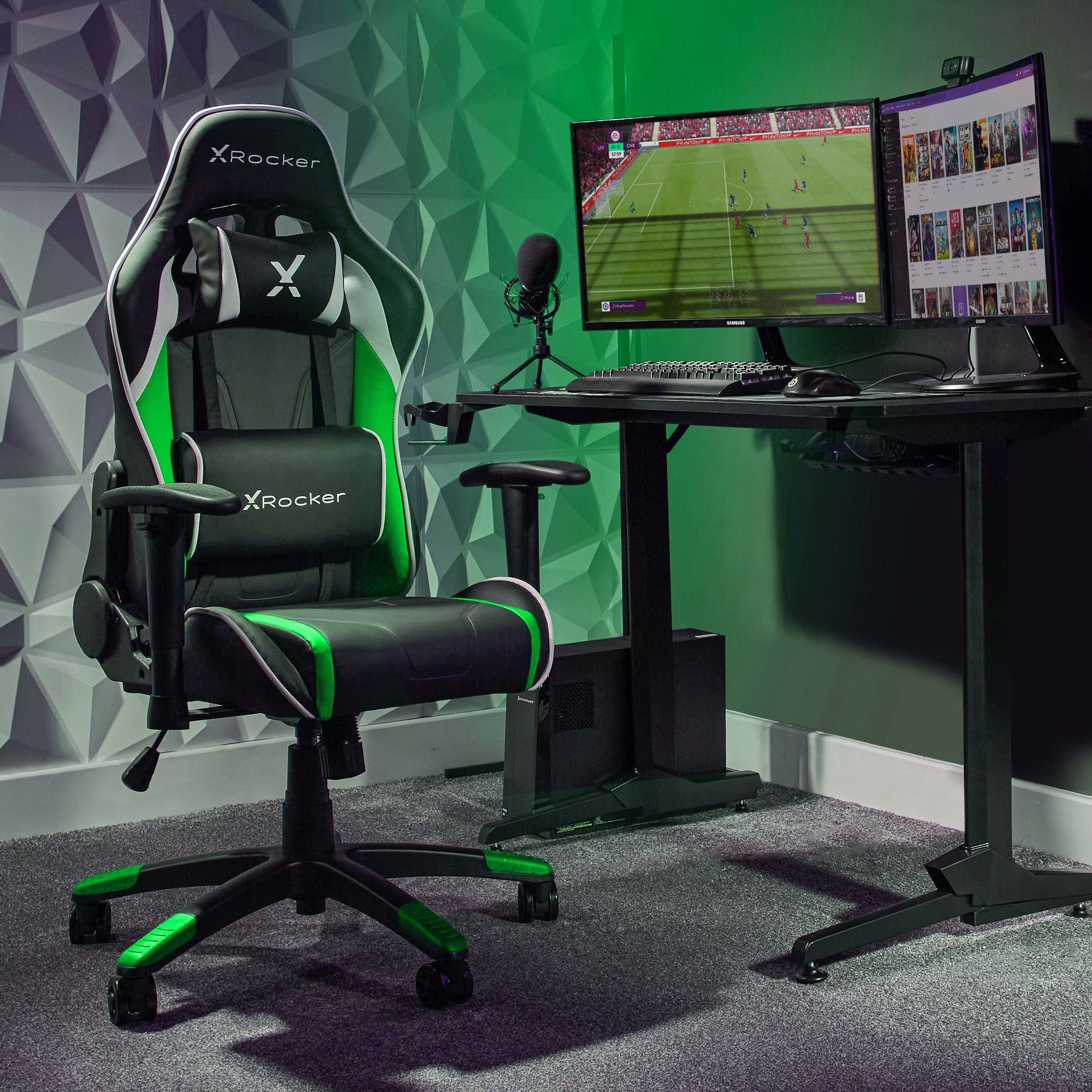 eSports & Compact Kinder Gaming-Stuhl Grün Gaming für Teenager X Agility Bürodrehstuhl Rocker