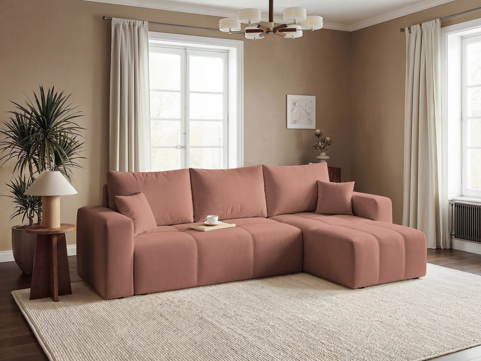 Labett Ecksofa mit Schlaffunktion & Bettkasten PIANO L-Form