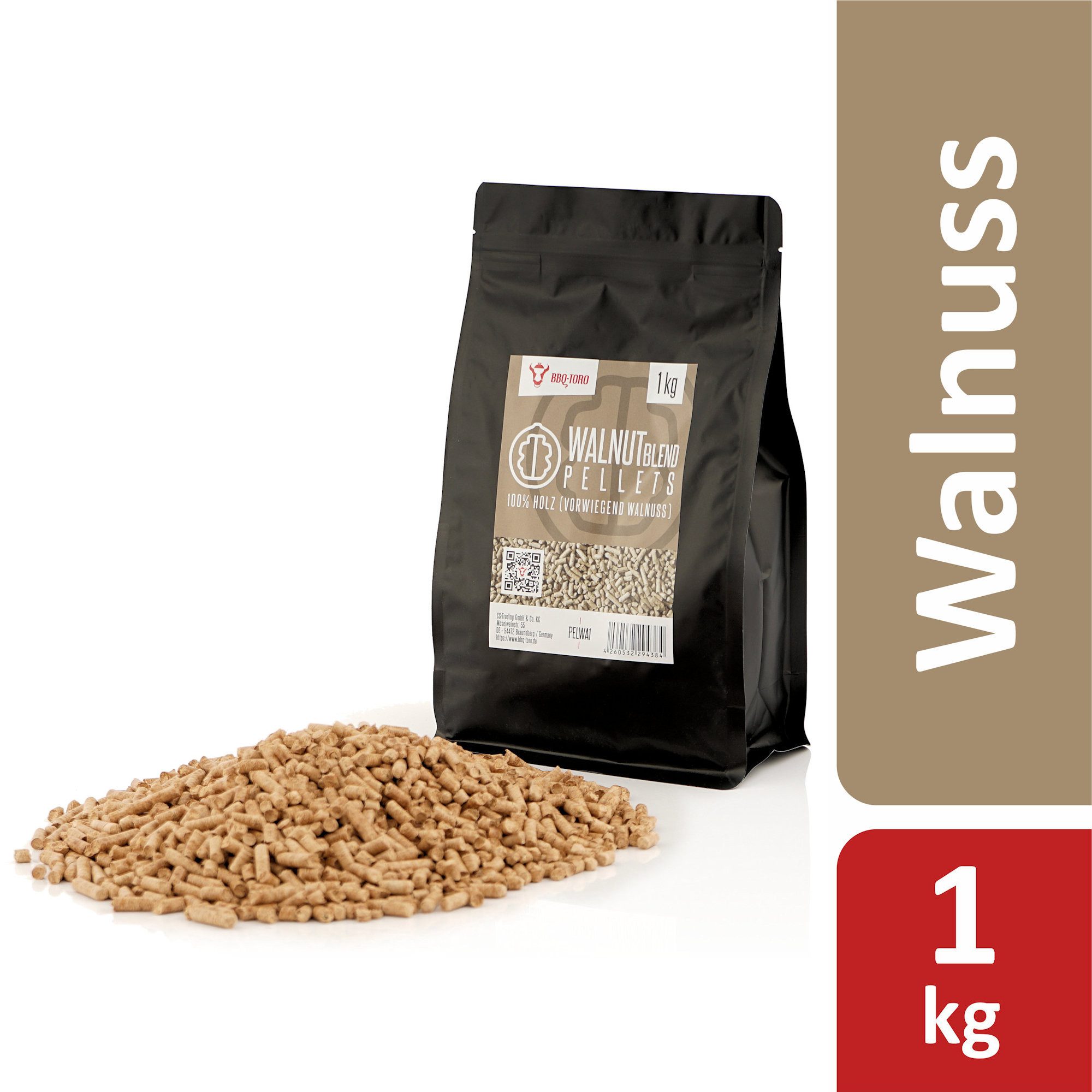 BBQ-Toro Holzpellets Walnut Blend Pellets aus 100% Holz (vorwiegend Walnuss) für Grill, 1.00 kg
