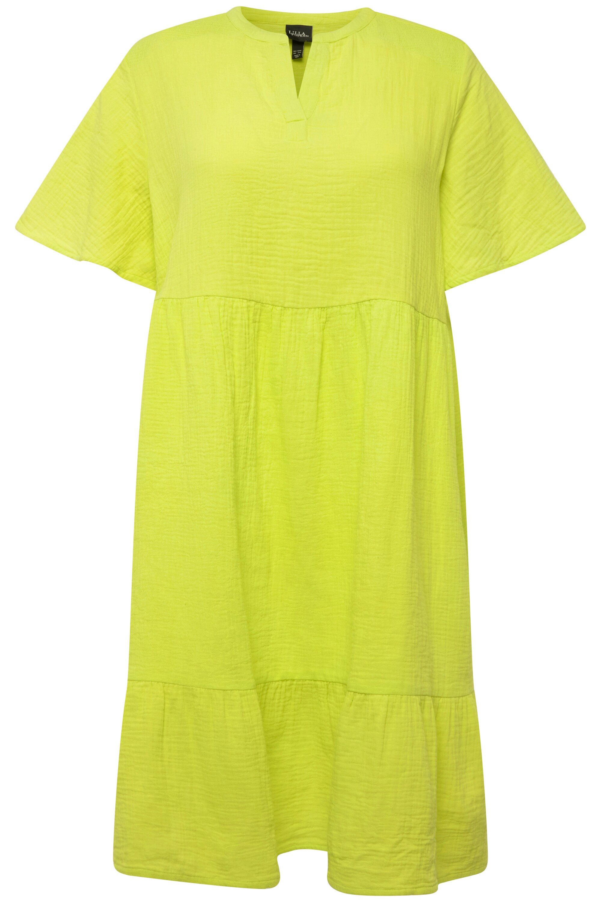 Ulla Popken Jerseykleid Musselin-Kleid A-Linie Tunika-Ausschnitt günstig online kaufen
