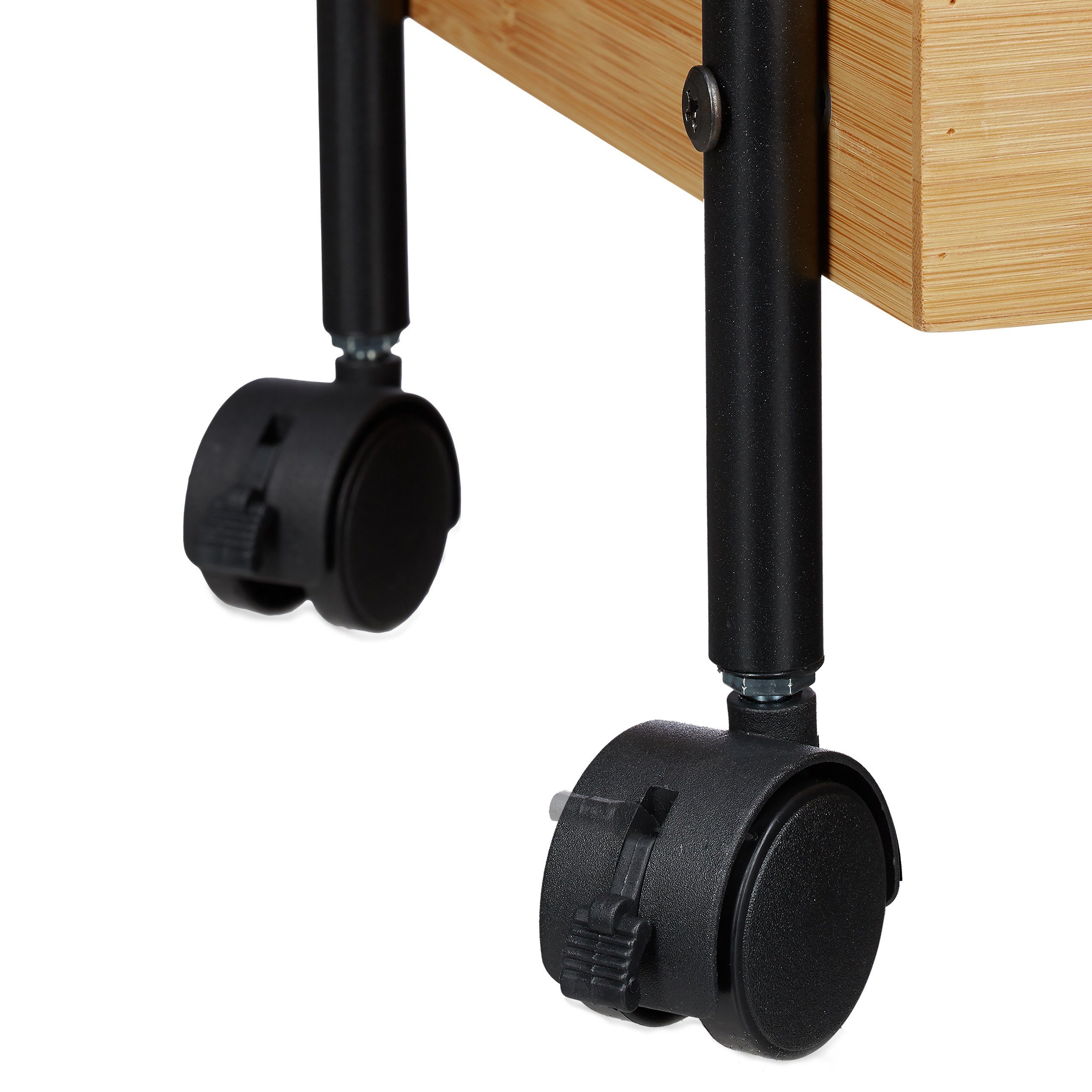 relaxdays Küchenwagen Bambus Rollwagen mit 3 Ablagen