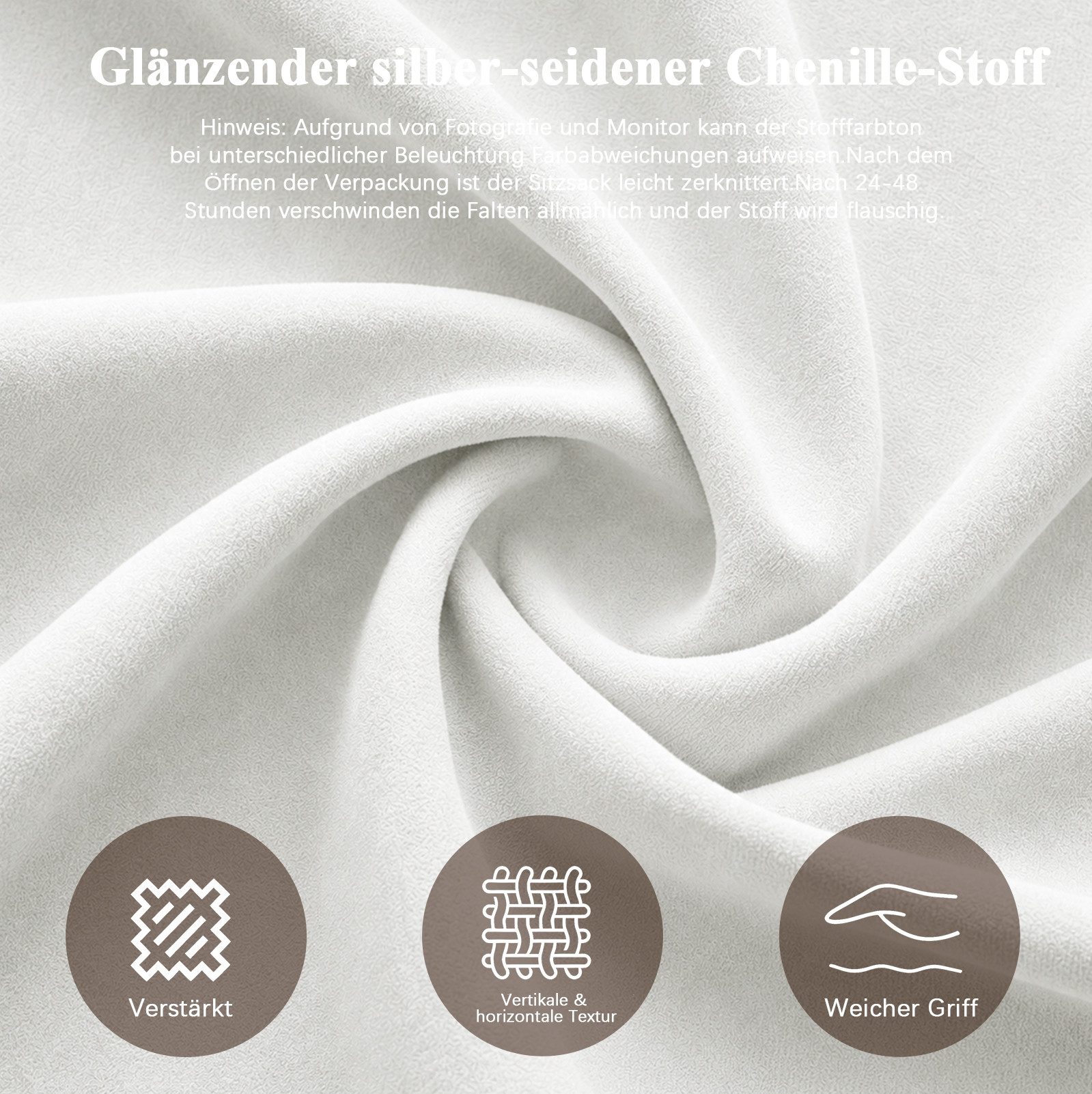 VUZINIC Sitzsack für Erwachsene, Memory-Schaum-Füllung, Bodensofa, Wohnzimmer & Büro (1 St) – Bild 5 von 5