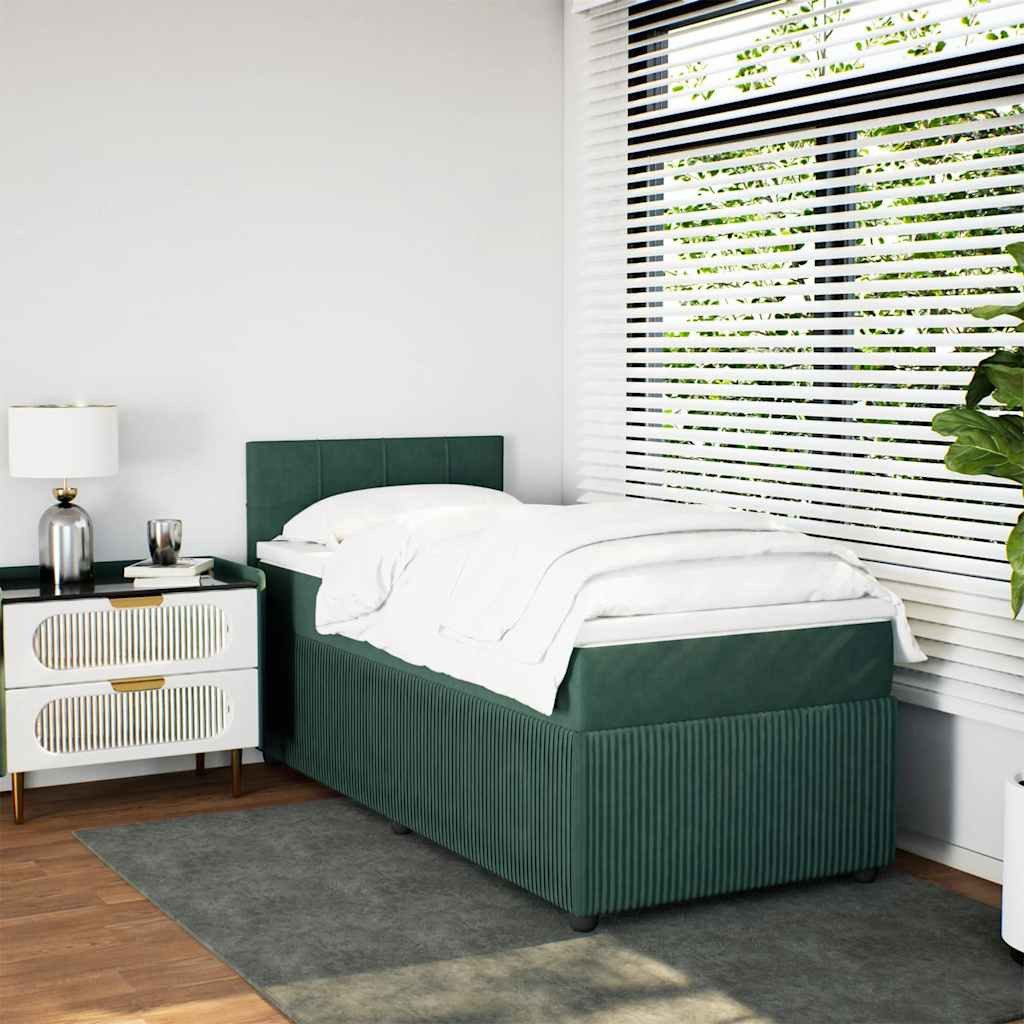 vidaXL Bett Boxspringbett mit Matratze Dunkelgrün günstig online kaufen