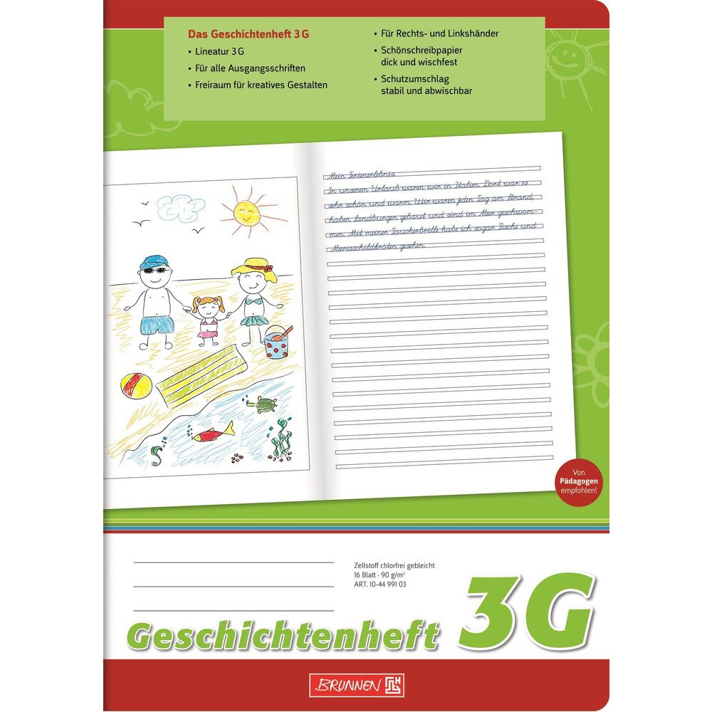 Schulheft Geschichtenheft A4 - Lineatur 3G
