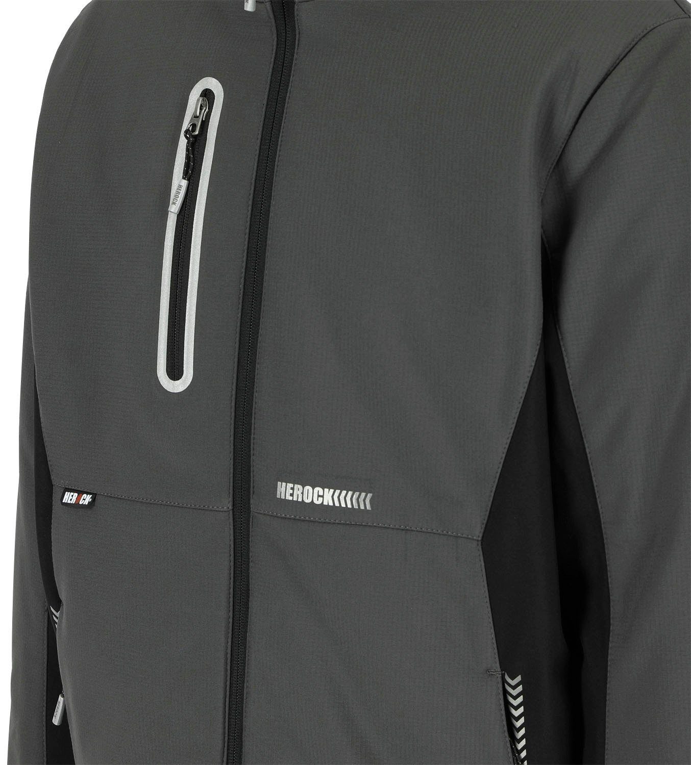 Herock Winterjacke TARIS (mit abtrennbarer Softshell, gepolstert, wasserabweisend grau Kapuze) atmungsaktiv