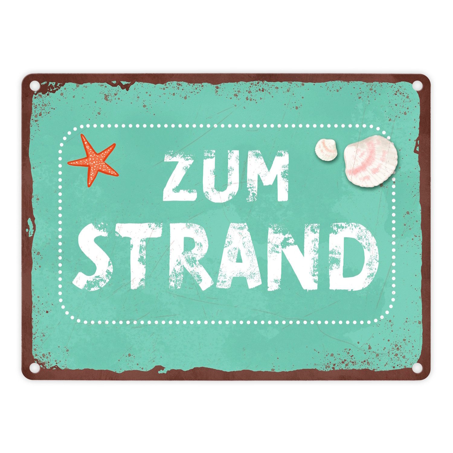 Metallschild Zum Strand Metallschild in 15x20 cm für den Sommer