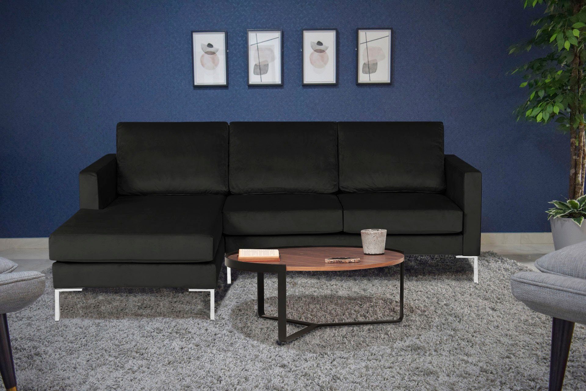 Alte Gerberei Ecksofa Velina, mit Metall-Winkelfüßen, Breite 209 cm