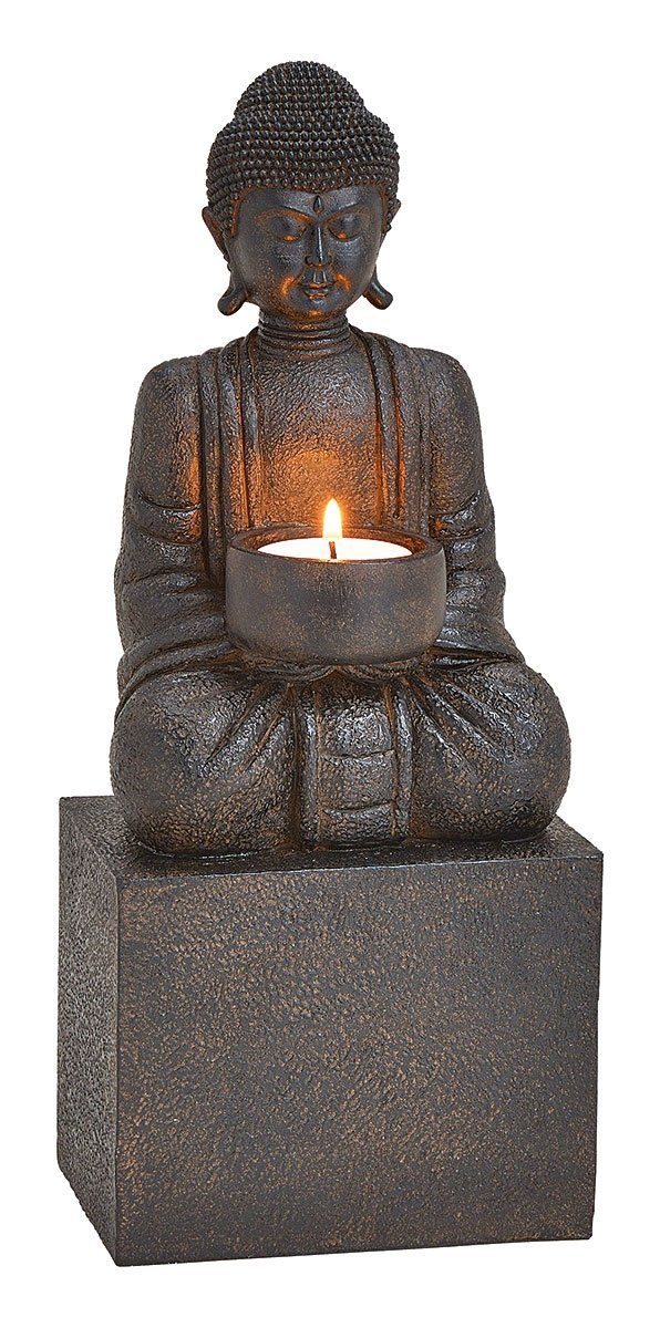 auf Sockel, Teelichthalter Kerzenständer NO Teelichthalter Statue, Buddhafigur, NAME