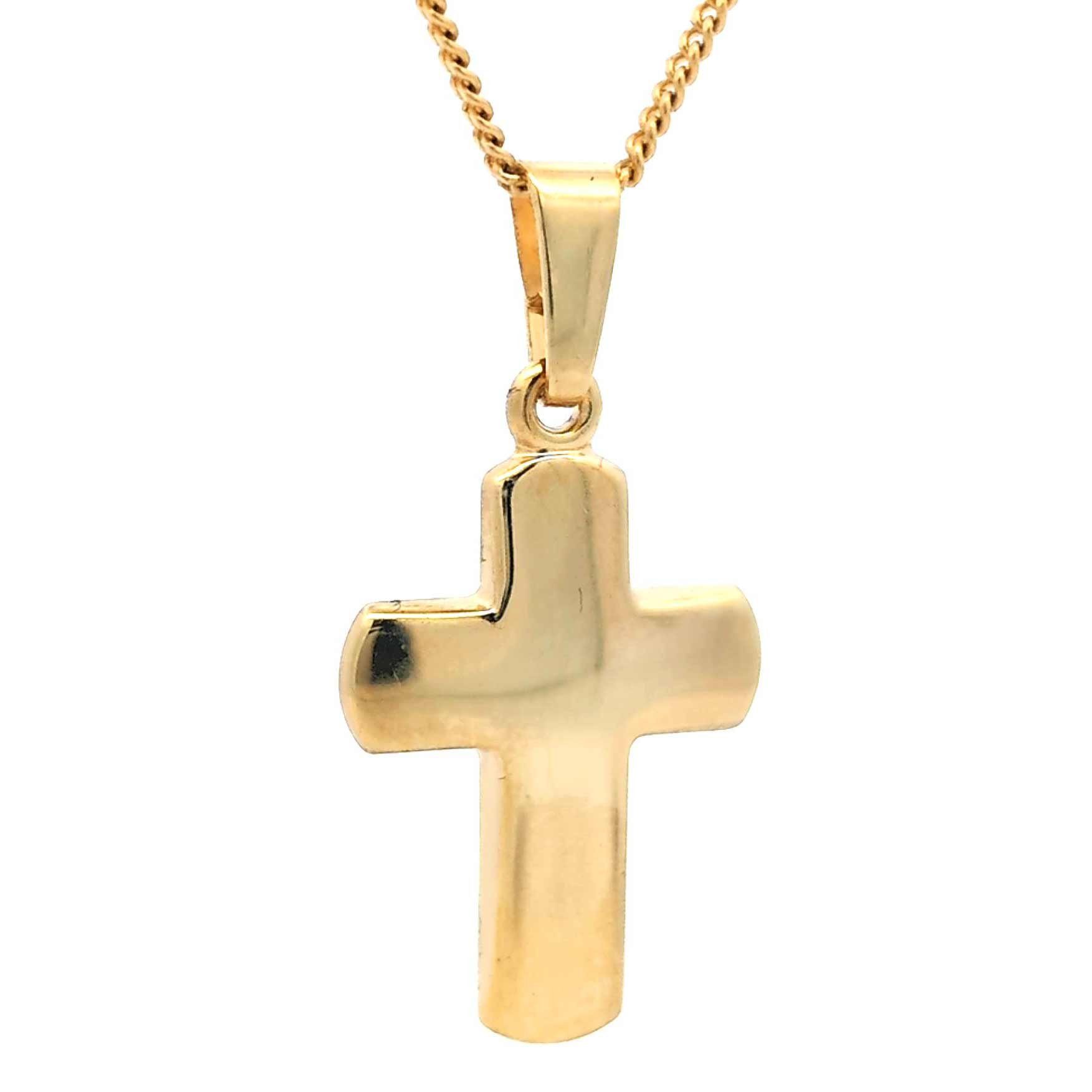 Kreuzanhänger Gold Anhänger Kreuz mit Goldkette massiv 585 - 14 Karat Gold 36 cm