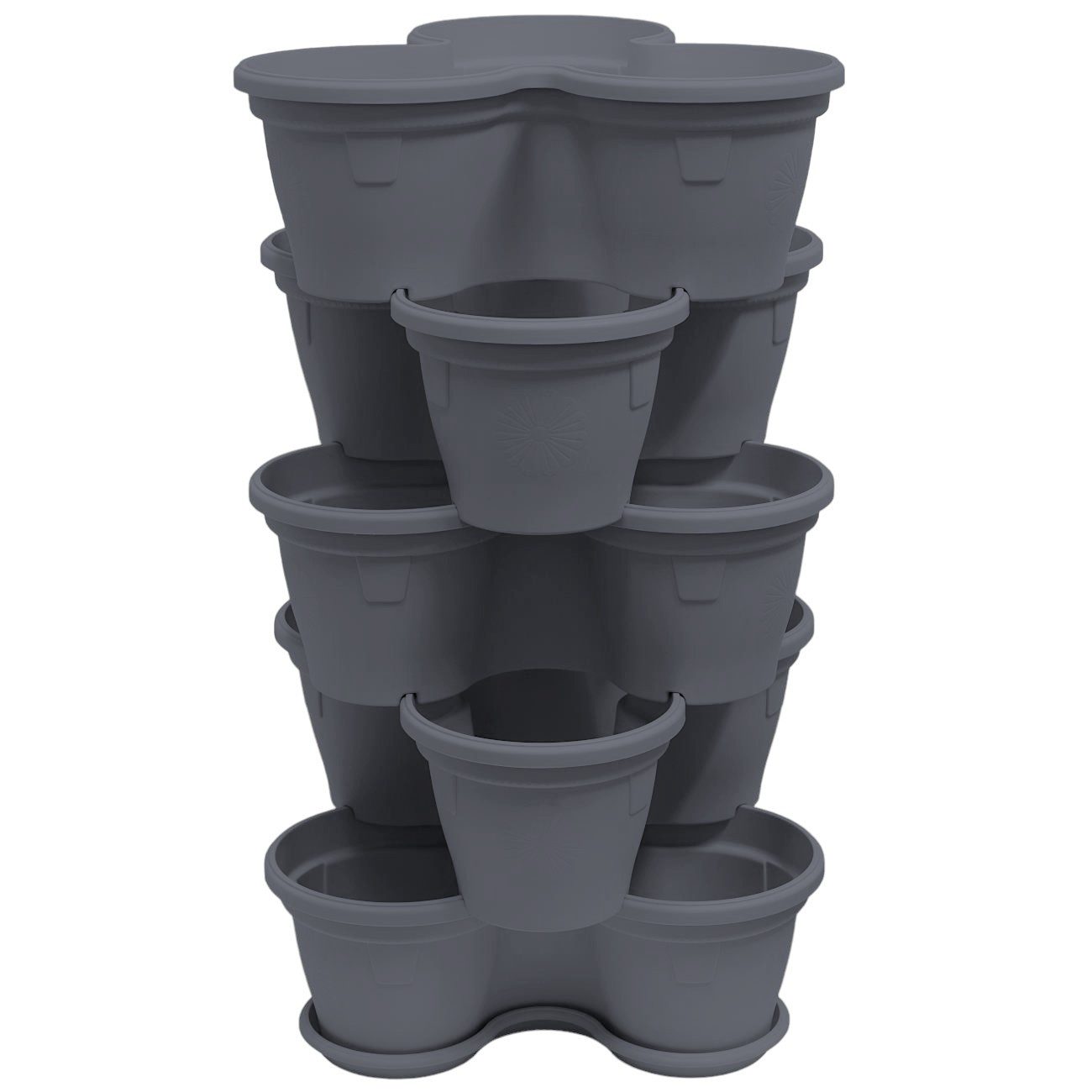 Engelland Blumenständer Säulentopf, Hochbeet, Kräuterbeet (Vorteils-Set, 5 St., 11 Liter Fassungsvermögen je Ebene), fallsicher, UV-beständig, stapelbar, platzsparend, robuster Kunststoff