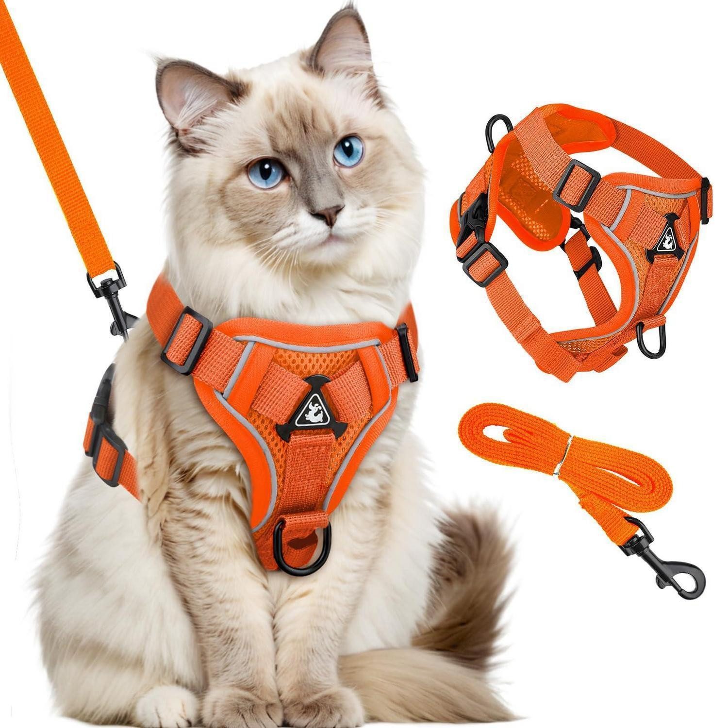 LuxusKollektion Führstrick Katzengeschirr mit Leine Orange M, Textil (1-tlg)
