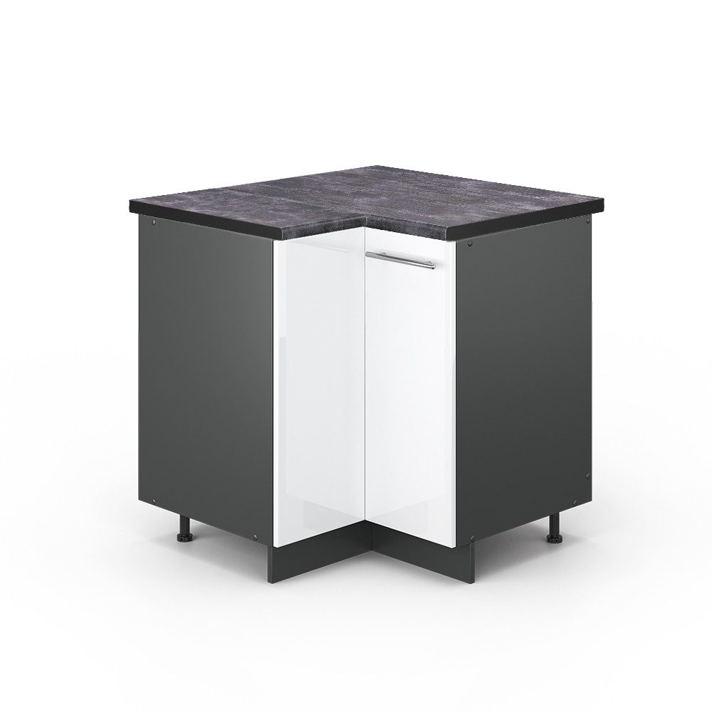 Vicco Eckunterschrank Fame-Line, Weiß Hochglanz/Anthrazit, 80.5 günstig online kaufen