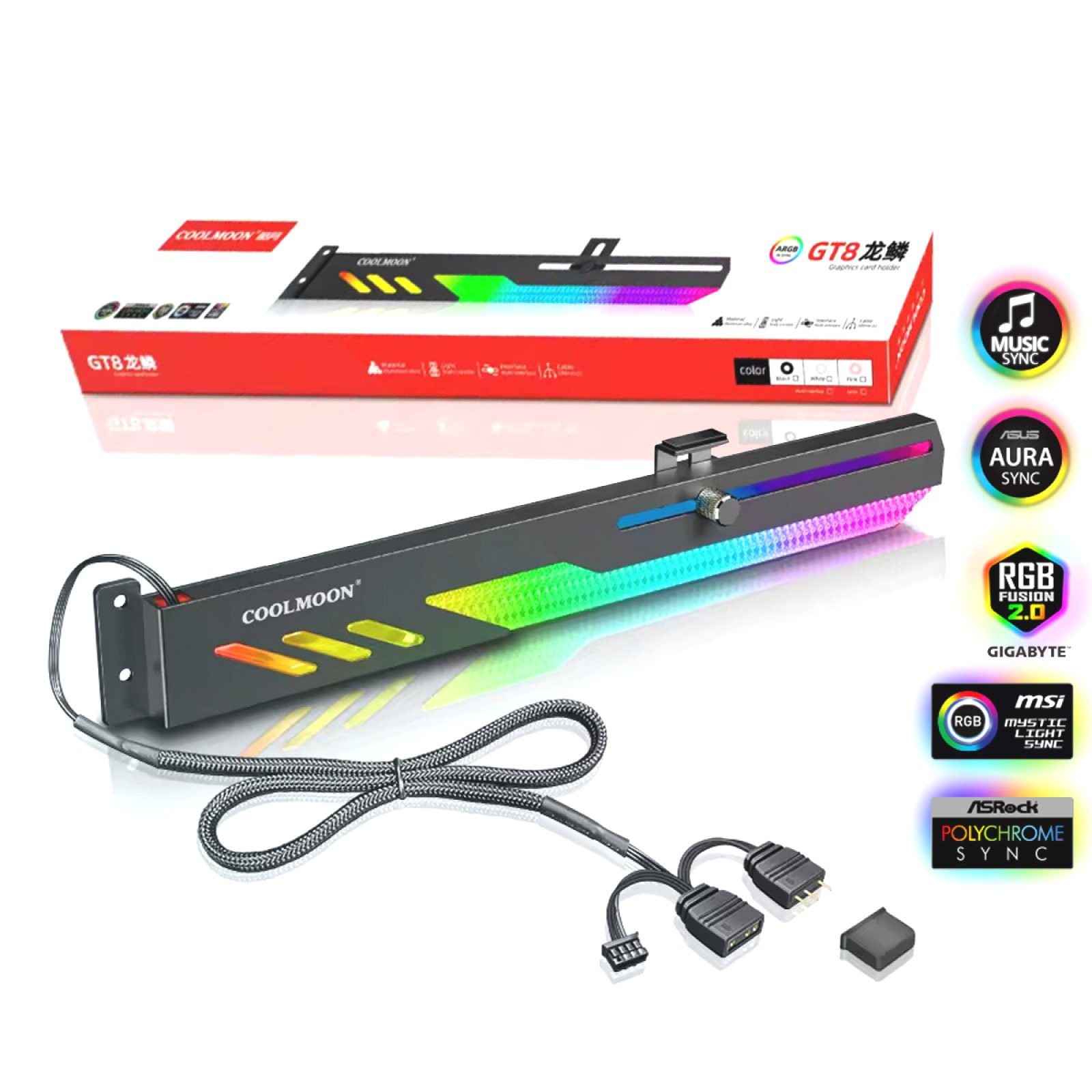 BRAINZAP PC-Slotblende A-RGB GPU-Halterung horizontal, A-RGB Beleuchtung
