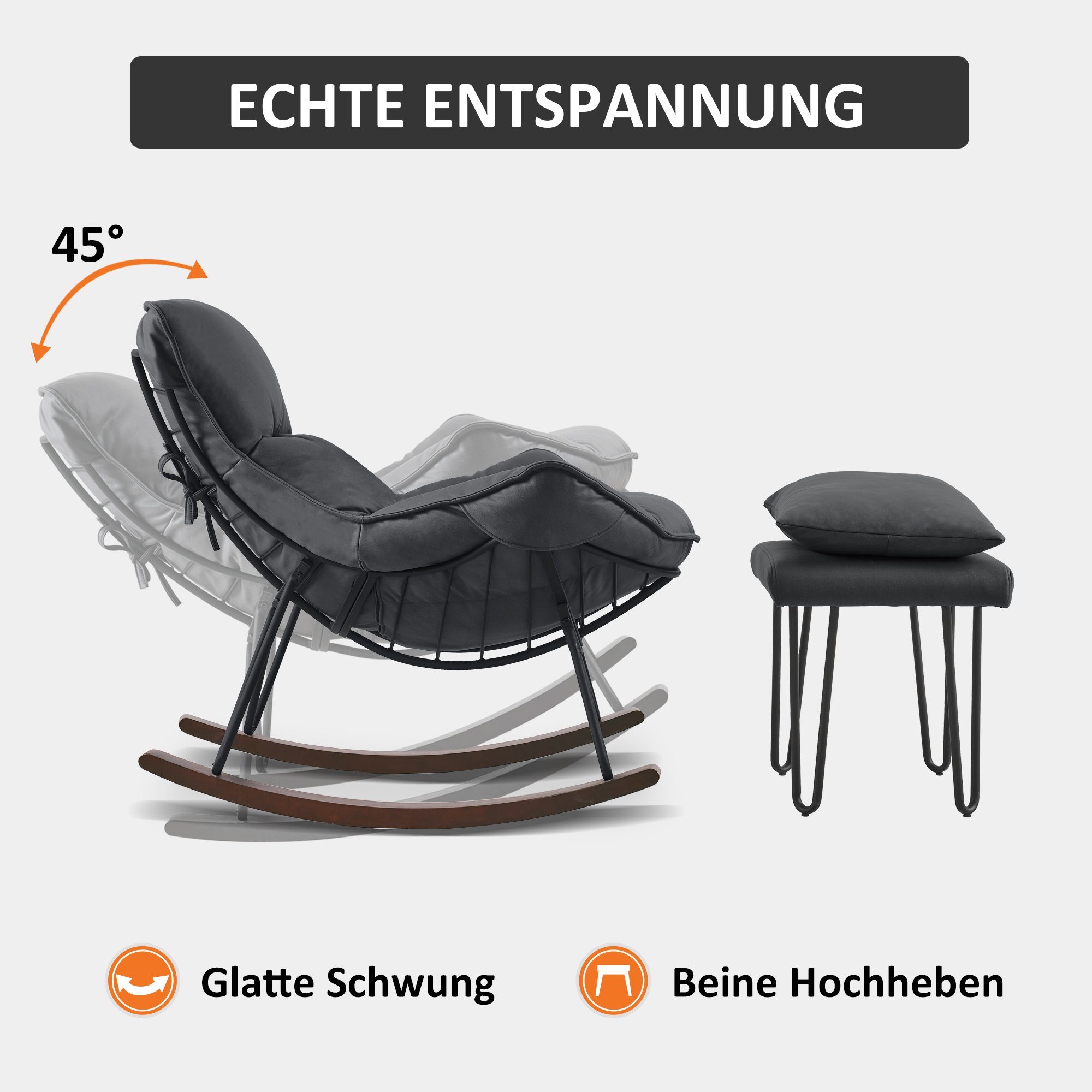 Lesestuhl, mit MCombo Chair 4118, M Stillsessel, Sessel MCombo Swing Schaukelsessel Hocker Hocker, Schaukelstuhl Schaukelsessel mit Grau