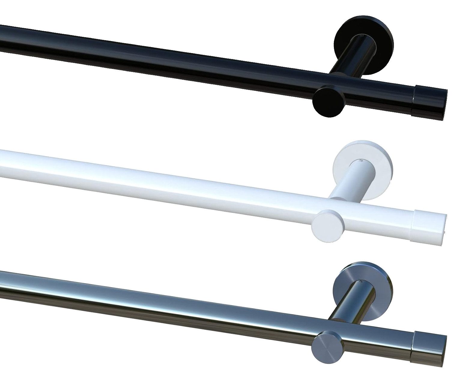 Garduna Gardinenstange Gardinenstange Ø 20mm, kürzbar, Metall, 1-lauf, Gardinenstange komplett, hochwertig, Fixmaß, 20mm Vorhanstange