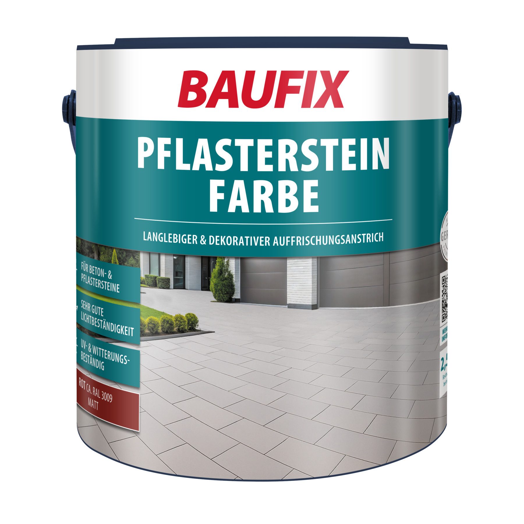Baufix Bodenversiegelung Pflasterstein Farbe matt, 2,5 Liter für ca. 15 m², Auffrischungsanstrich für Beton- & Pflastersteine, lichtbeständig