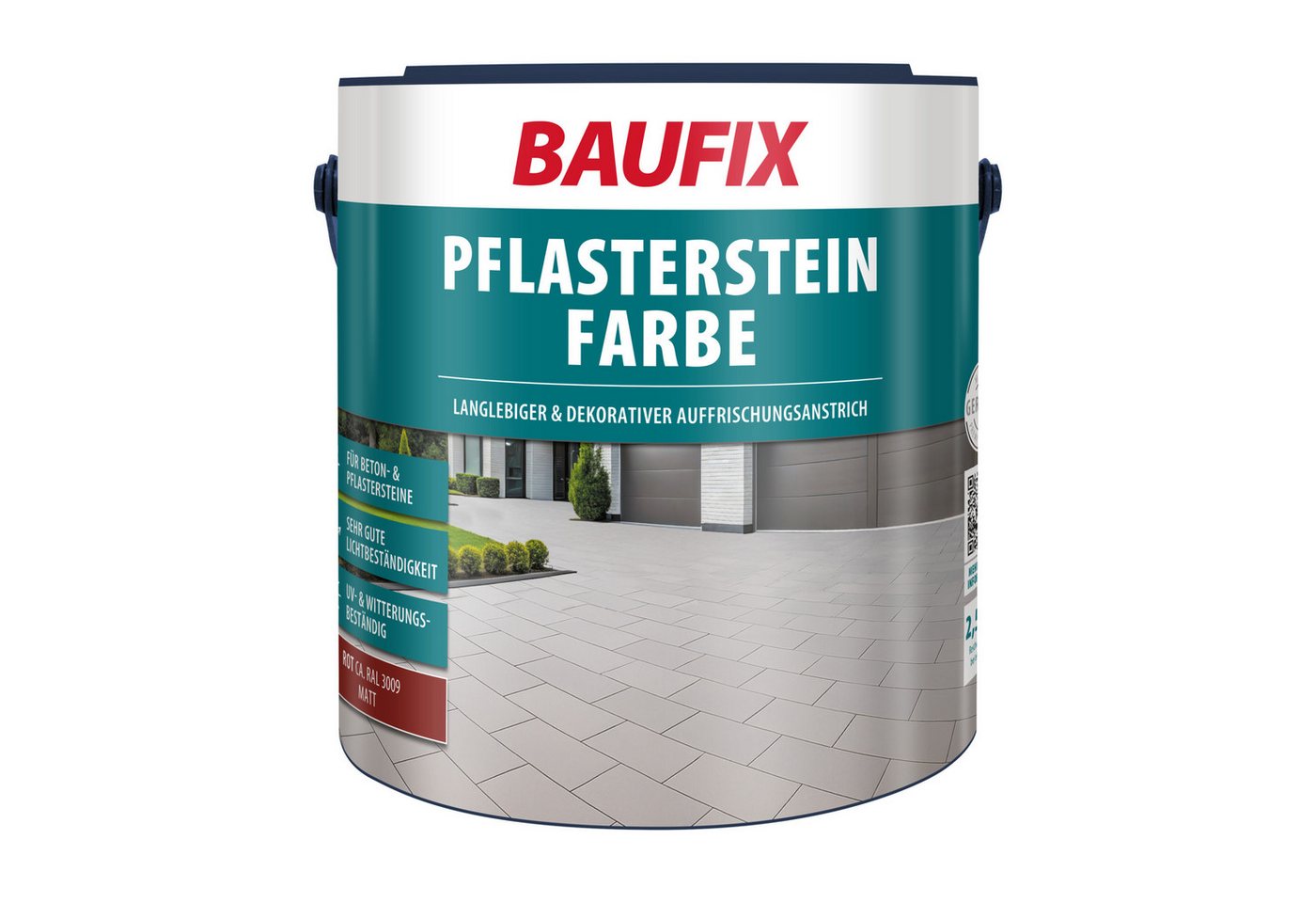 Baufix Bodenversiegelung Pflasterstein Farbe matt, 2,5 Liter für ca. 15 m², Auffrischungsanstrich für Beton- & Pflastersteine, lichtbeständig