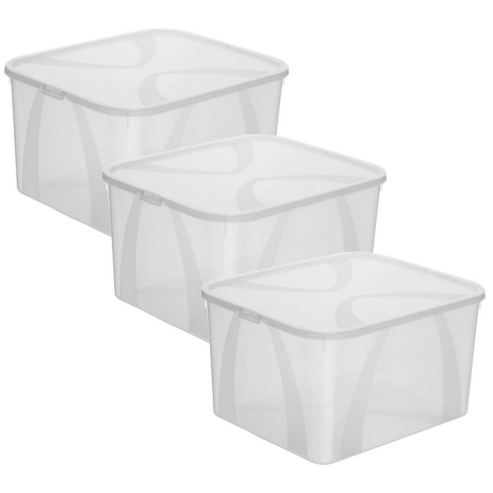 ROTHO Aufbewahrungsbox Lona 3er-Set Aufbewahrungsbox 25l mit Deckel,  Kunststoff (PP) BPA-frei (Aufbewahrungsset, 3er-Set)