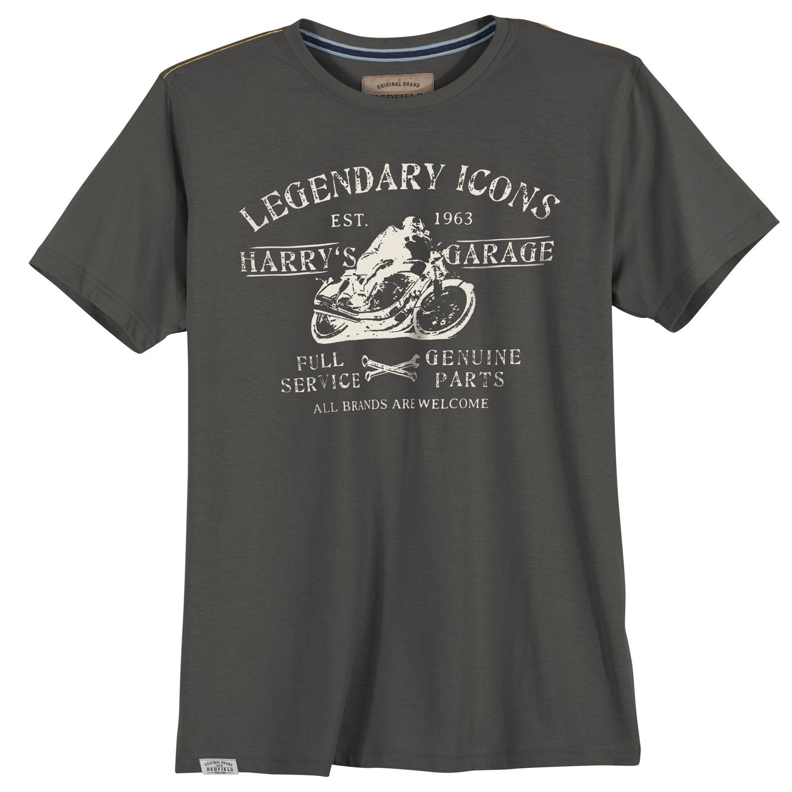 redfield Print-Shirt Redfield T-Shirt Übergröße dunkelgrau Motorrad-Print günstig online kaufen