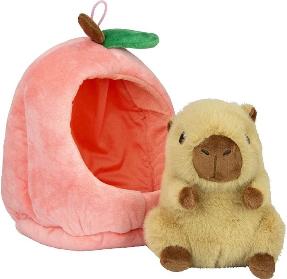 soma Kuscheltier Capybara Plüschtier 22cm im Früchte-Versteck braun Pfirsich (Set, 1-St., Geschenk-Set), Niedliches Capybara im weichen Früchte-Versteck – herausnehmbar