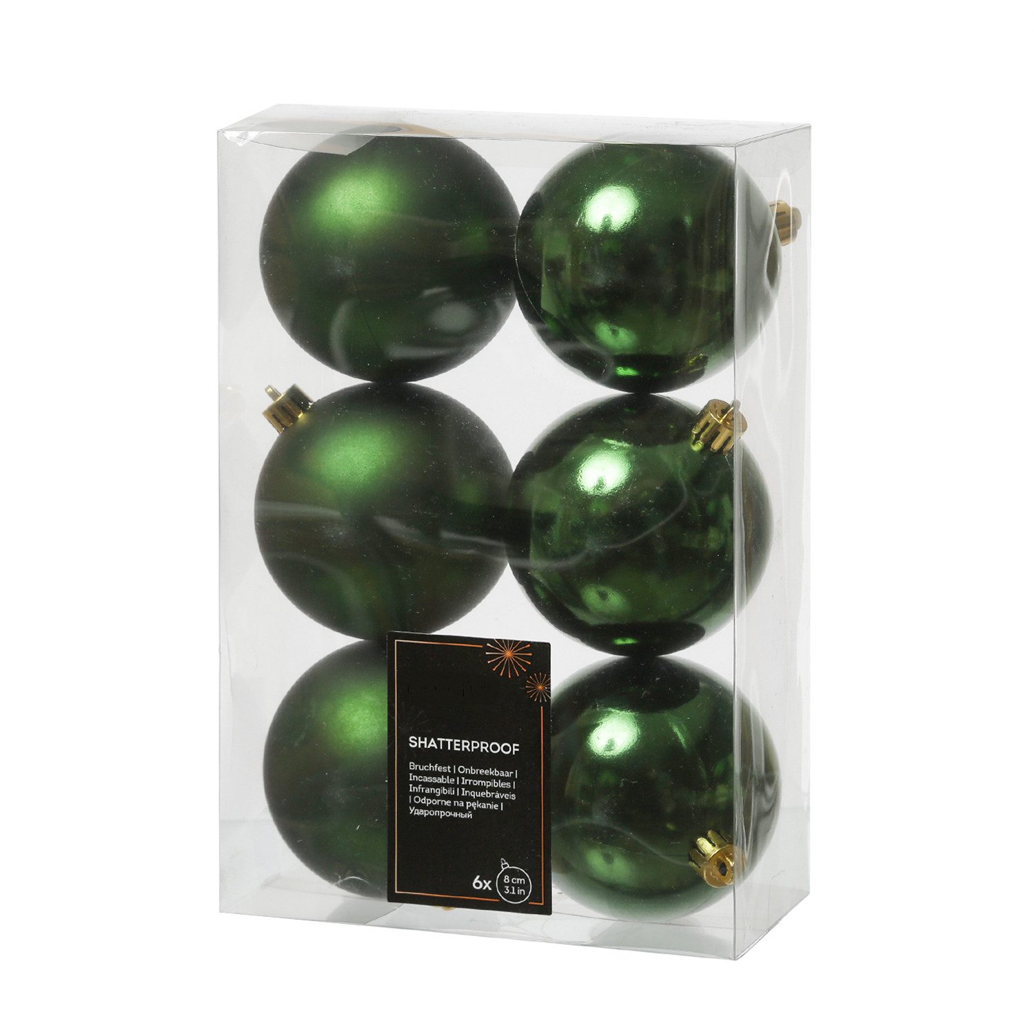 MARELIDA Weihnachtsbaumkugel Weihnachtskugeln bruchfest 8cm Christbaumkugeln glänzend matt grün 6St (6 St)