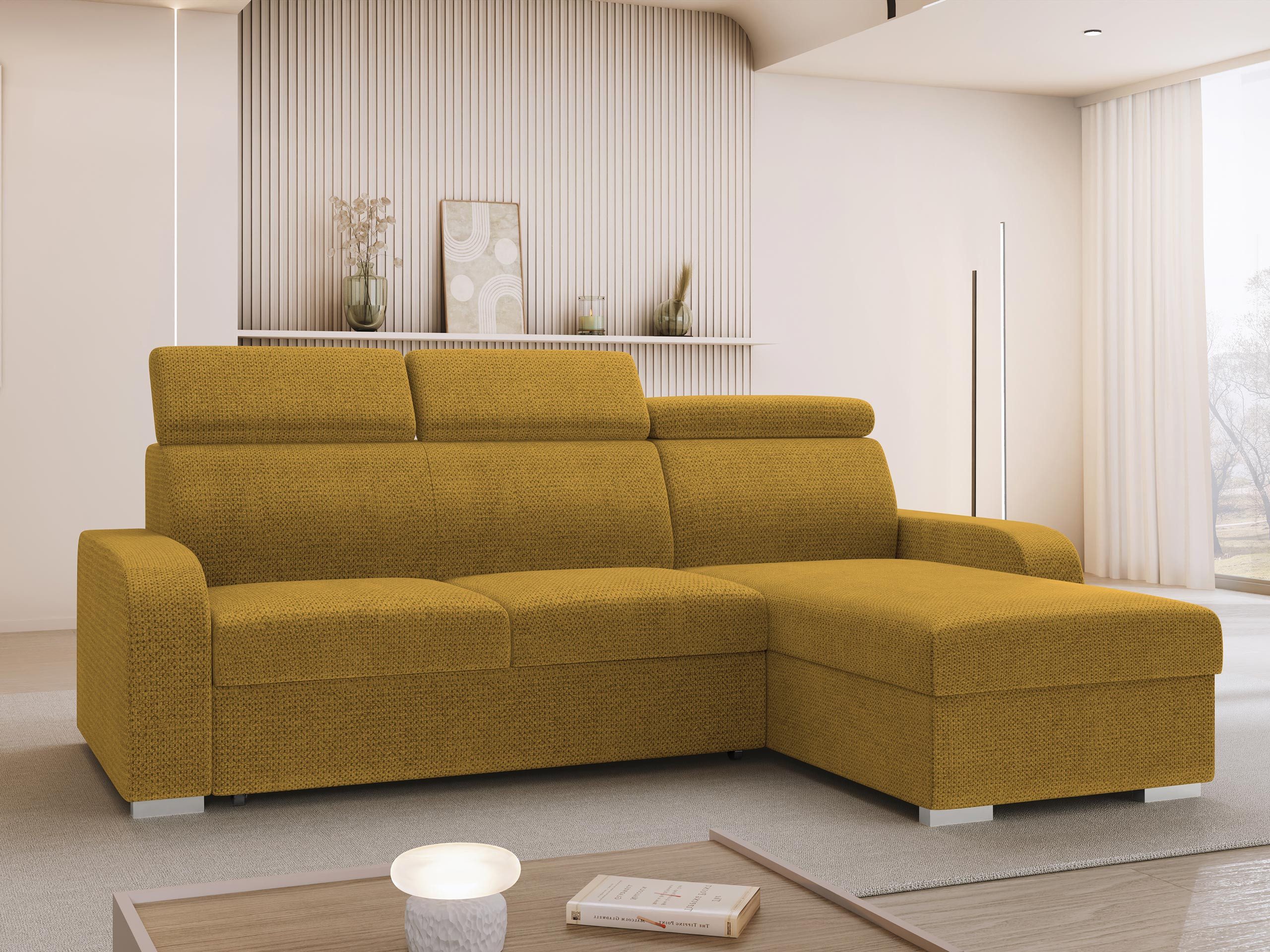 MIRJAN24 Ecksofa Oslo 2rLC, mit Schlaffunktion und Bettkasten, Einstellbare Kopfstützen, 235x170x85-100 cm