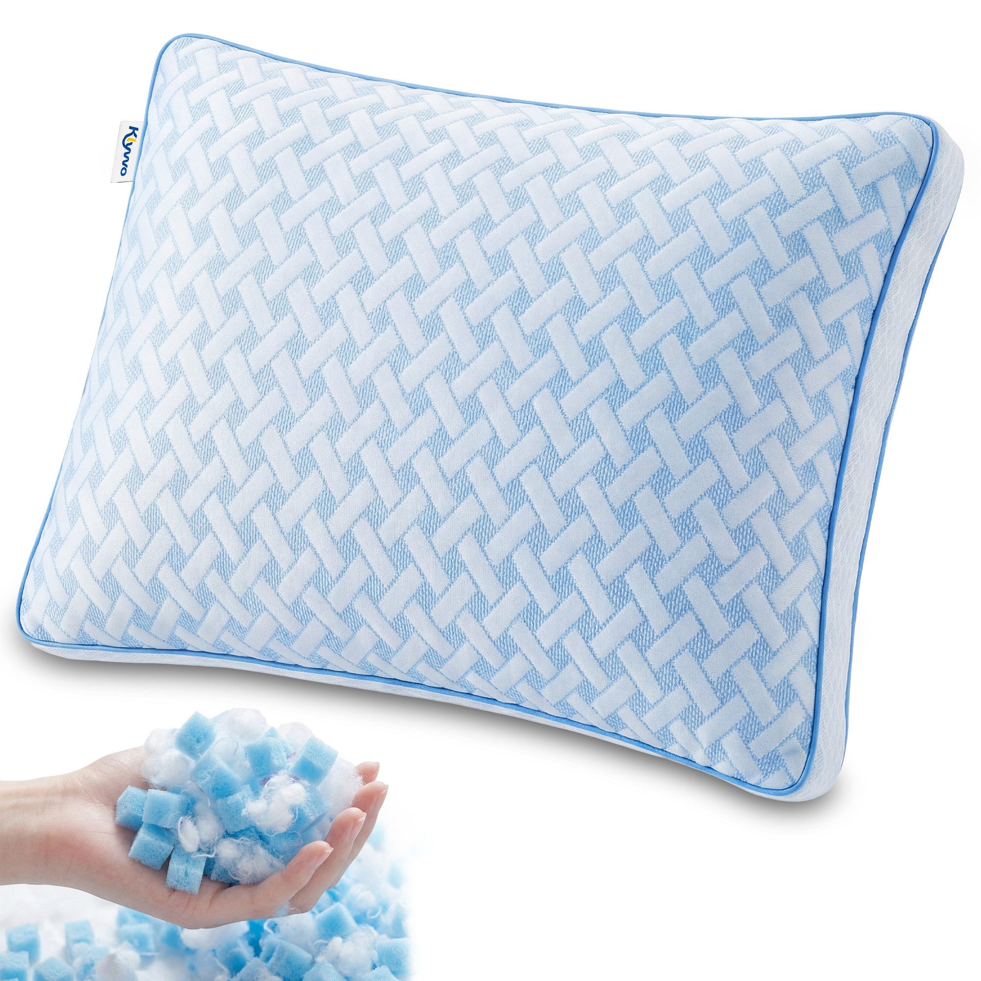 Klyvvo Kopfkissen Gel Memory Foam Kissen mit Höhenverstellung & abnehmbarem Bezug, ideal für Seitenschläfer, Rückenschläfer & Bauchschläfer