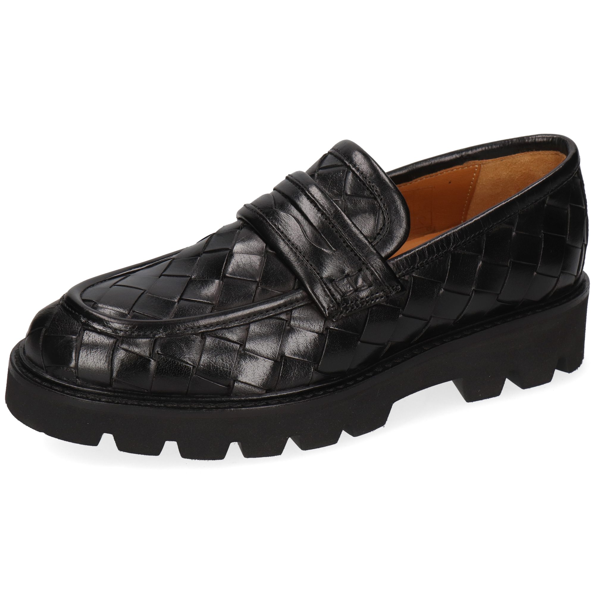 Melvin & Hamilton Jade 64 Leder-Geflochtene Schuhe für Damen Loafer Plateausohlen, Echtes Leder, Vegetabile Gerbung, Von Hand geflochten