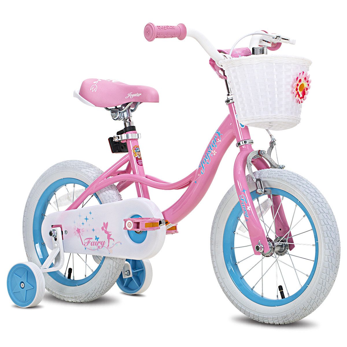 JOYSTAR Kinderfahrrad Mädchen Kinder Fahrrad für Kleinkinder und Kinder Alter 2-8 Jahre alt, mit Stützräder, Handbremse und Korb, Geschenke für Prinzessinnen