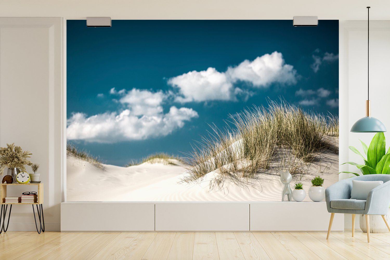 MuchoWow Fototapete Strand - Dünen für Wohnzimmer, (6 Matt, Kinderzimmer, - Tapete Vinyl Wallpaper Gras, Schlafzimmer, bedruckt, St)