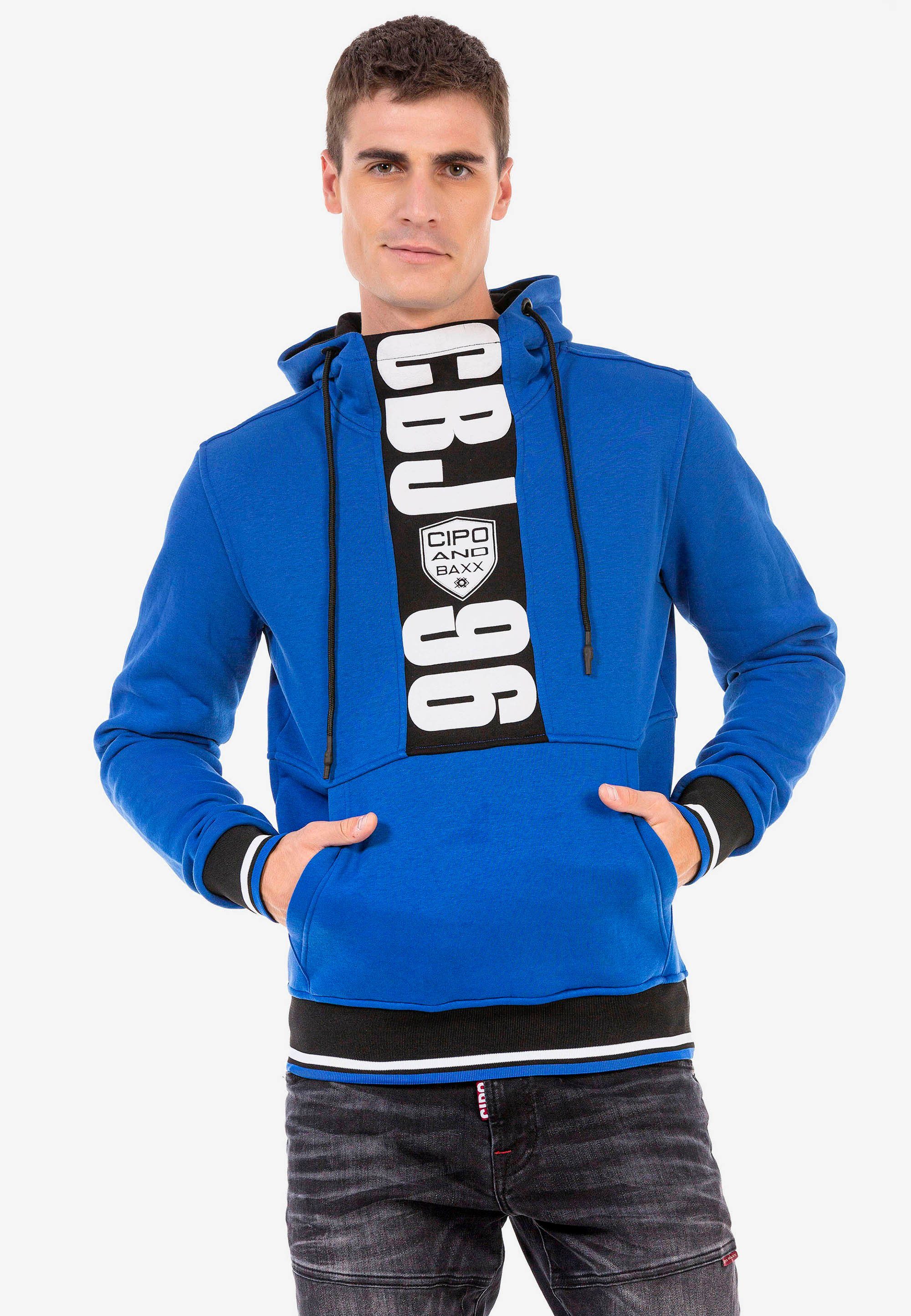 tollen Kapuzensweatshirt Baxx Cipo blau mit Markenprints &